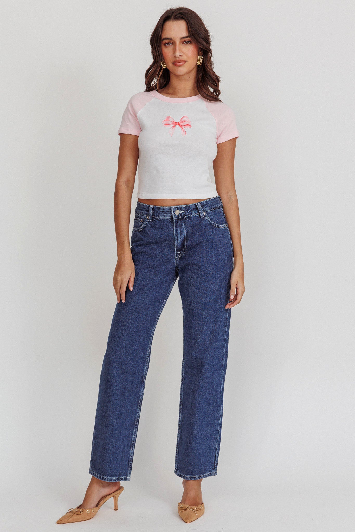 Melting Hearts Bow Raglan Tee White/Pink-Fable Dress