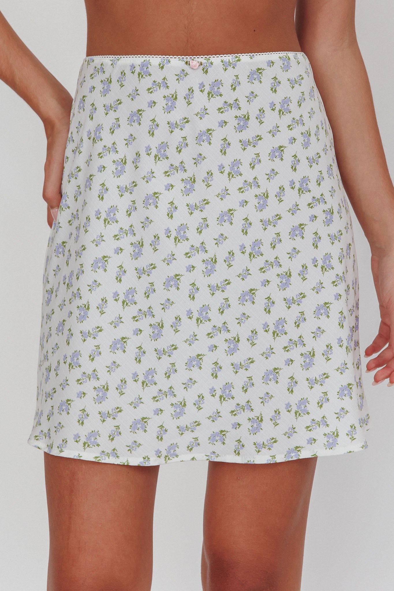 Miss Cupid Floral Mini Skirt Ivory/Blue-Fable Dress
