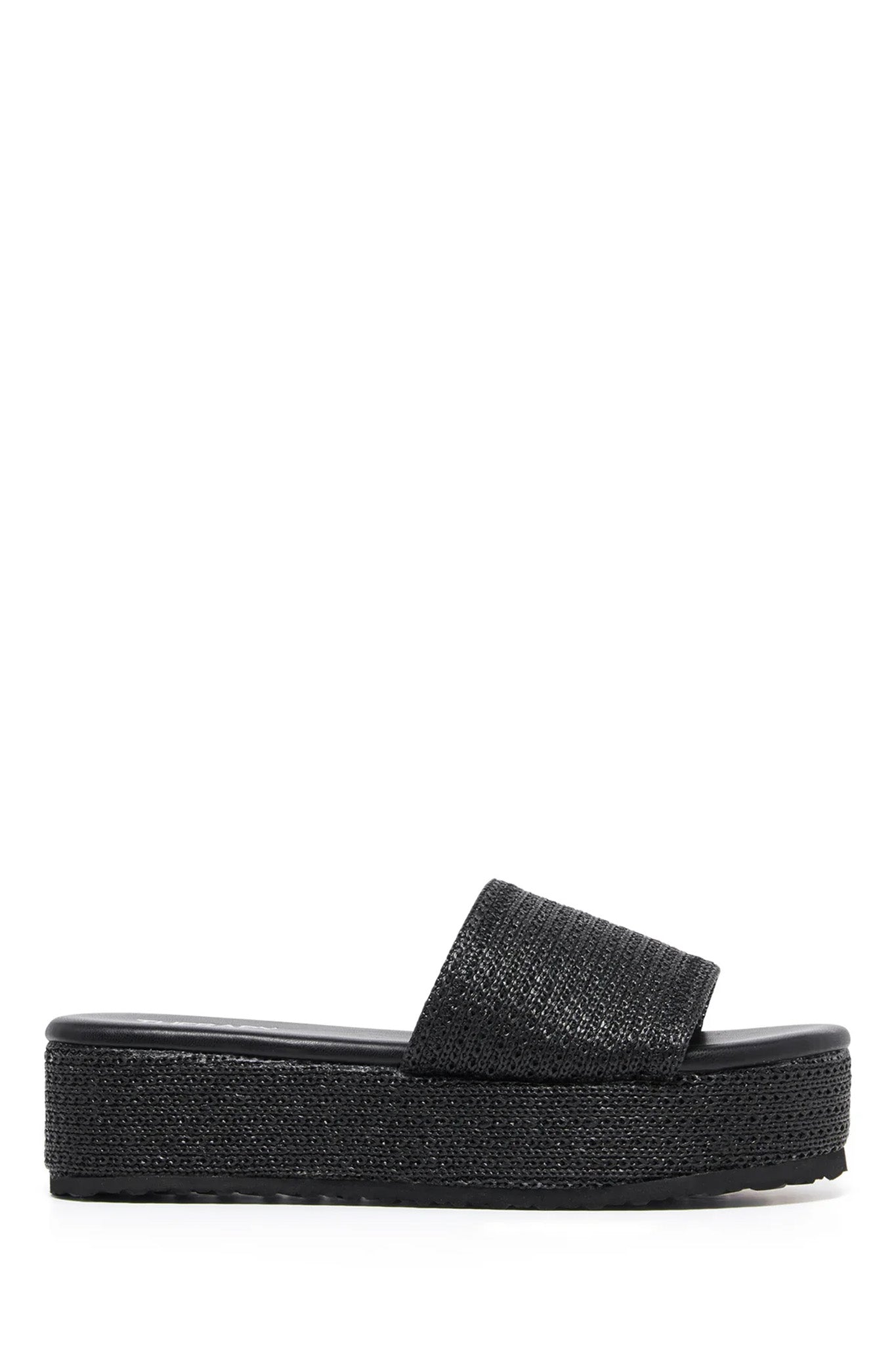 THERAPY Avery Flatform Sandal Raffia Black-Fable Dress
