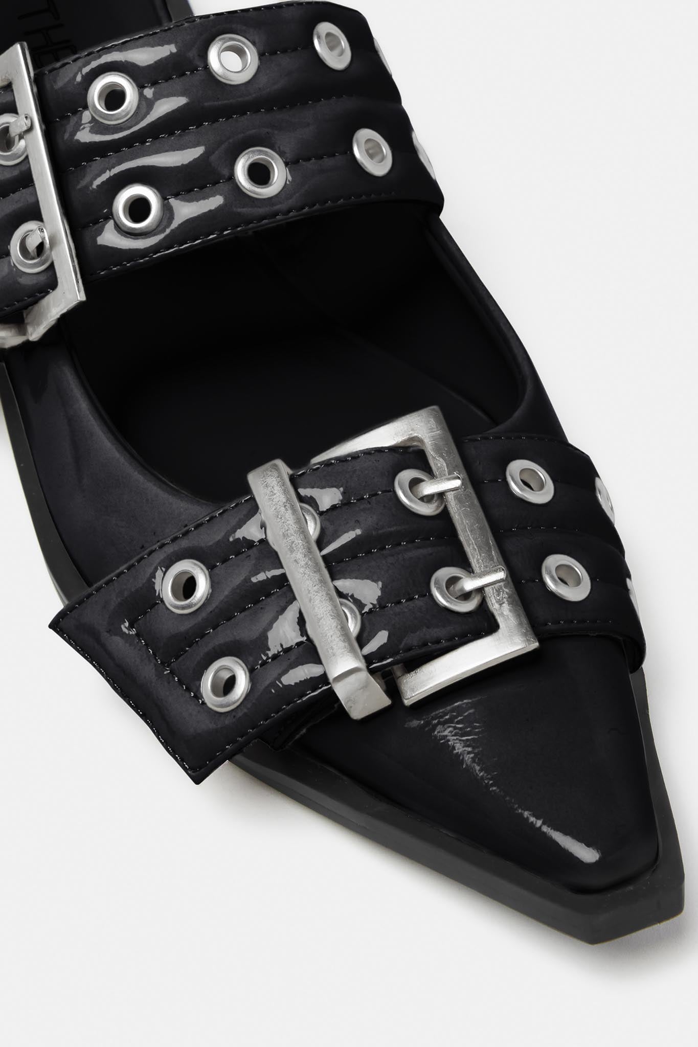 THERAPY Matilda Pointed Flat Black Patent-Fable Dress