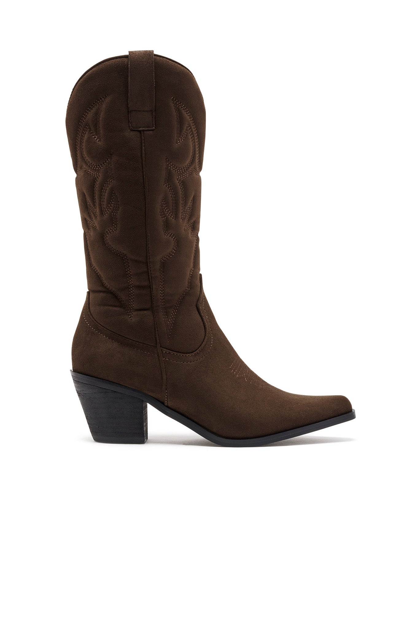 THERAPY Clayton Cowboy Boot Chocolate Faux Suede-Fable Dress