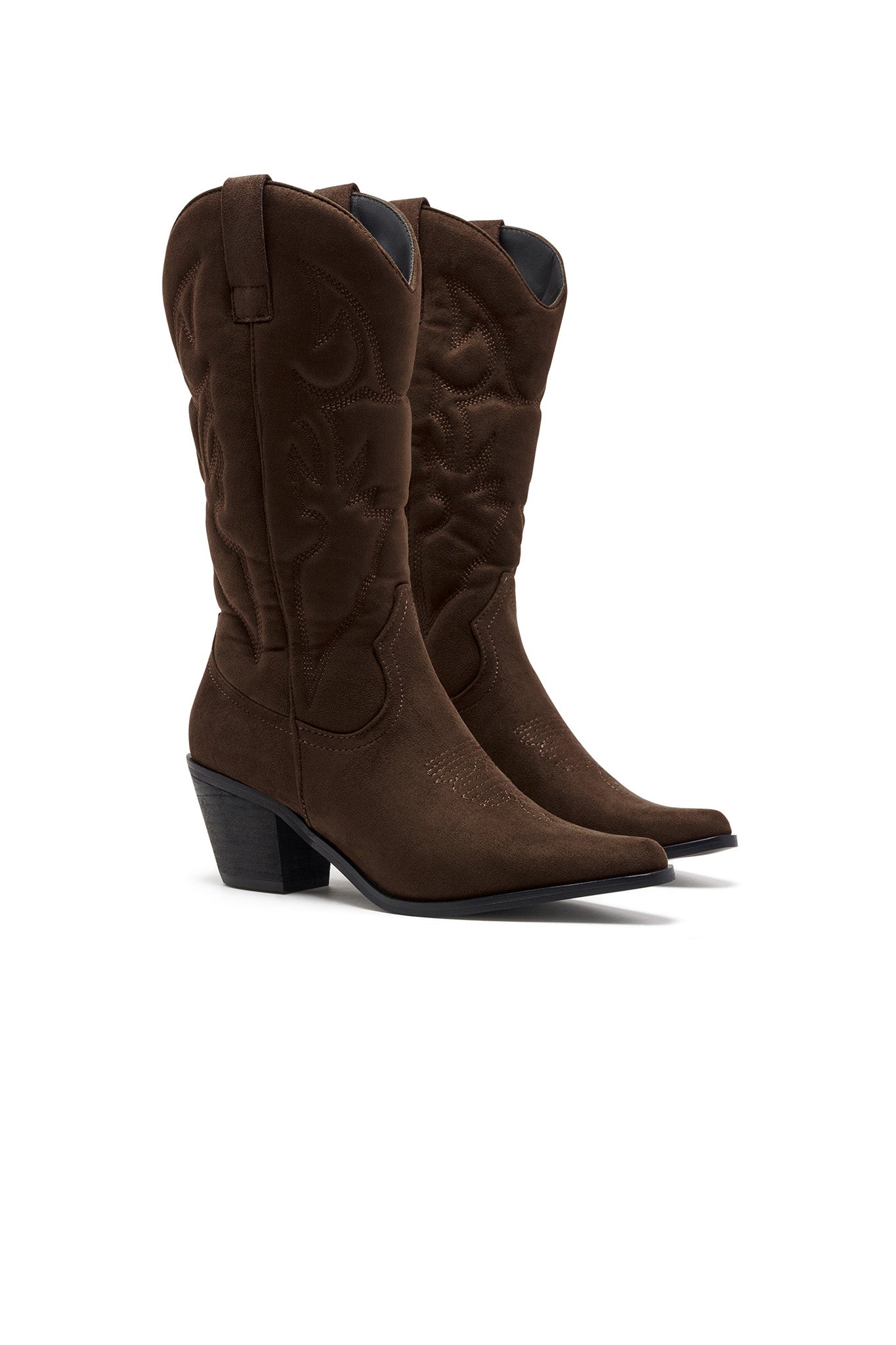 THERAPY Clayton Cowboy Boot Chocolate Faux Suede-Fable Dress