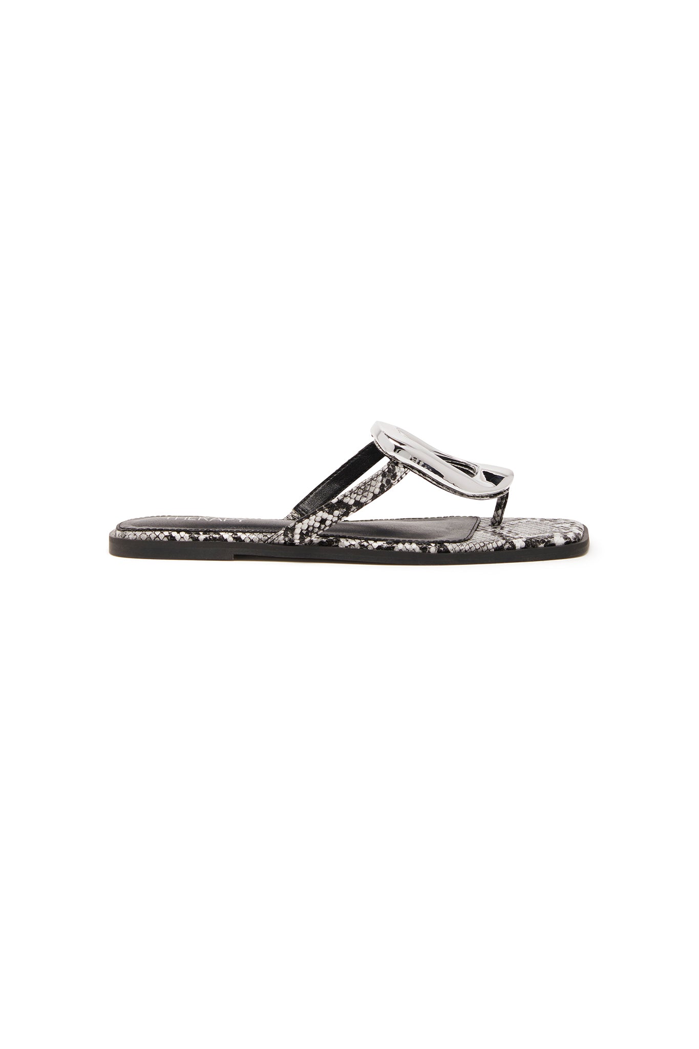 THERAPY Guild Thong Sandal Black White Snake-Fable Dress