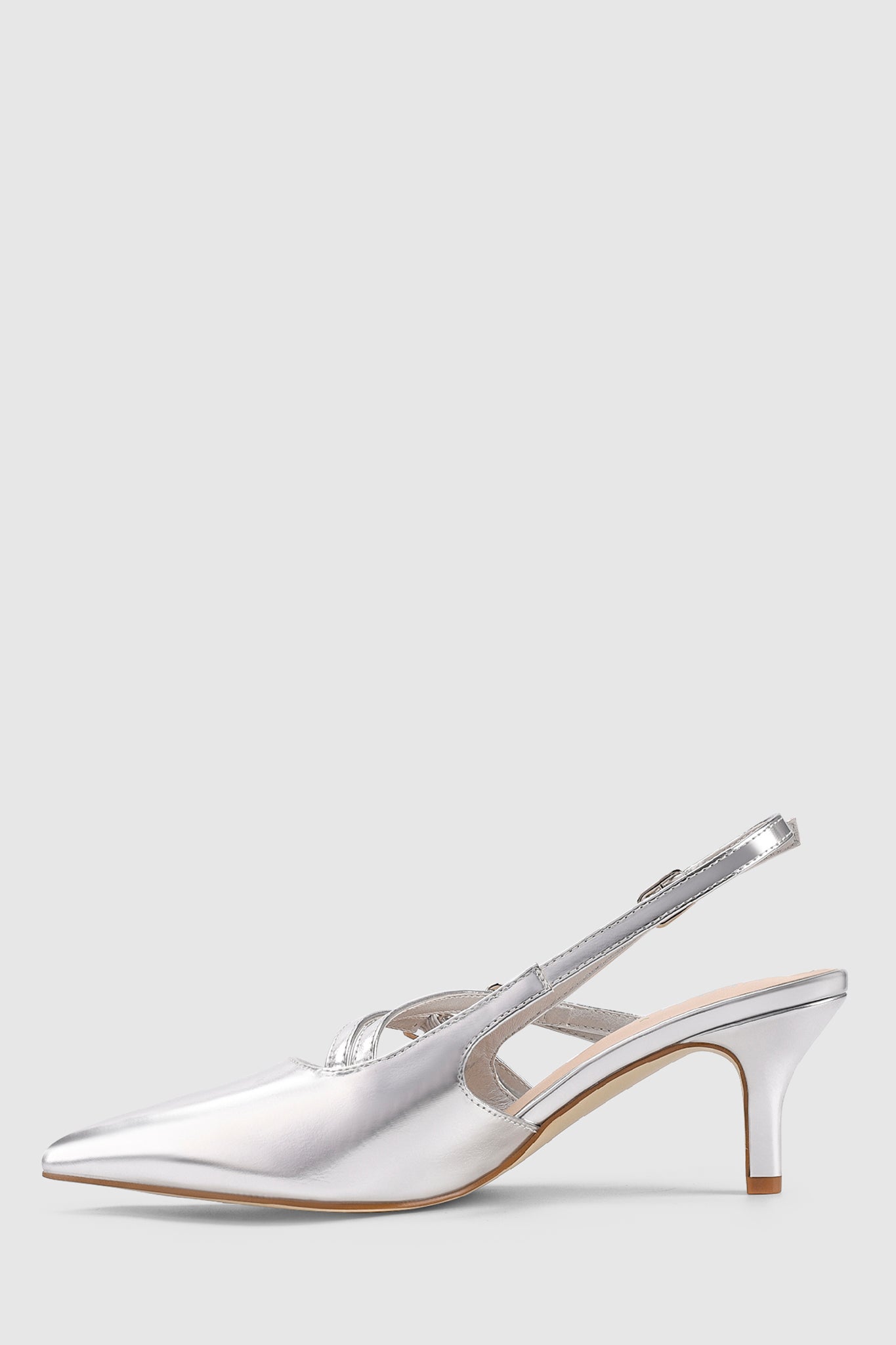 VERALi Zedd Point Toe Kitten Heels Silver Metallic-Fable Dress