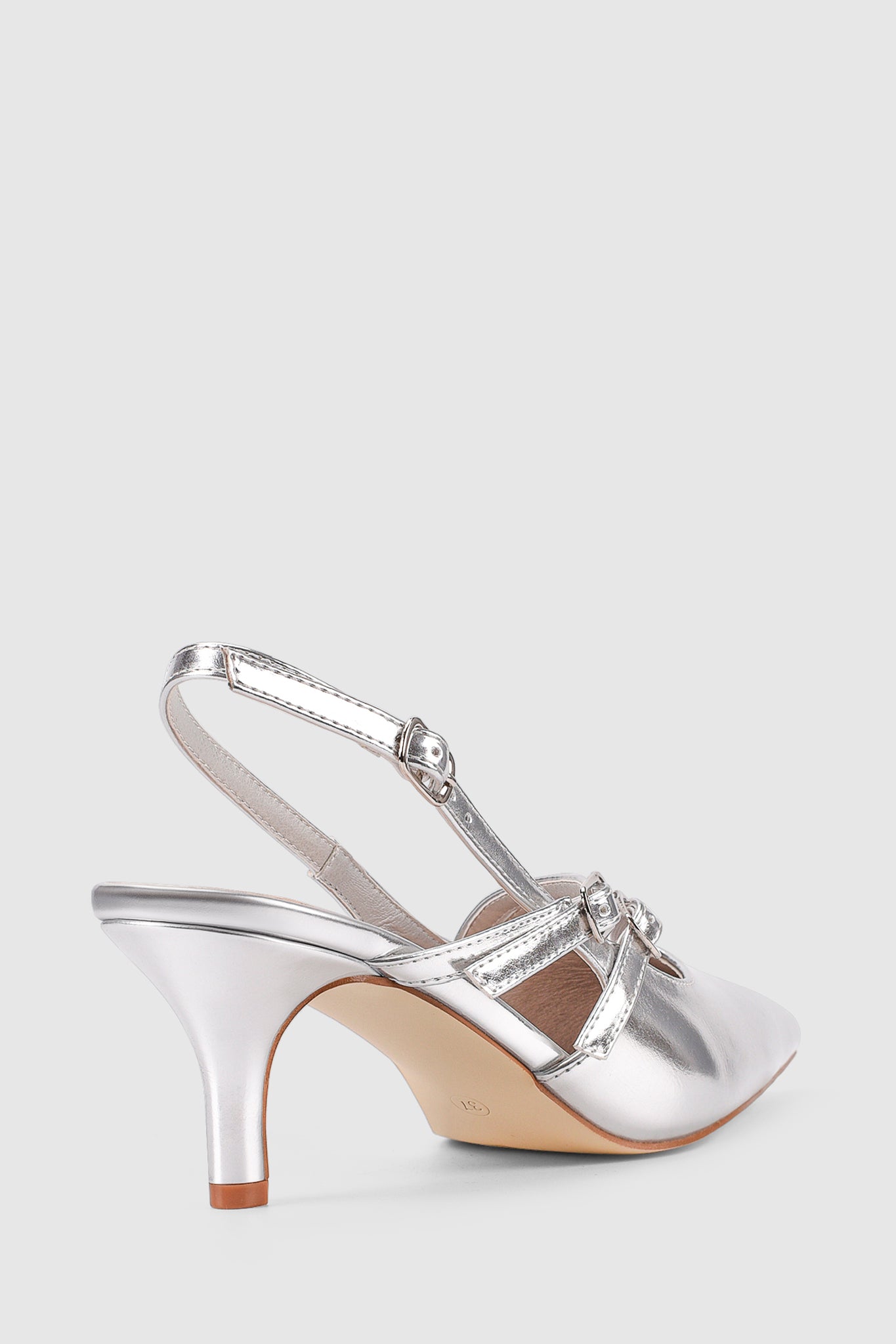 VERALi Zedd Point Toe Kitten Heels Silver Metallic-Fable Dress