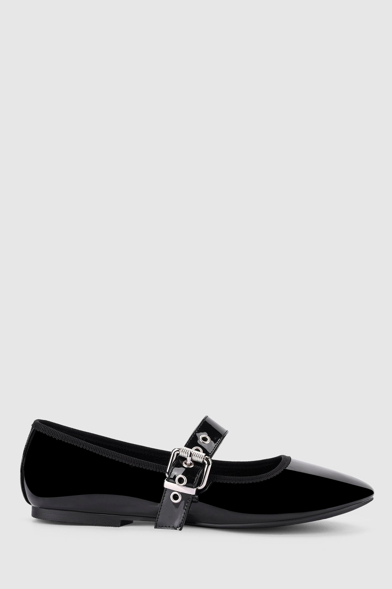 VERALi Banks Buckled Mary-Jane Flats Black Patent-Fable Dress