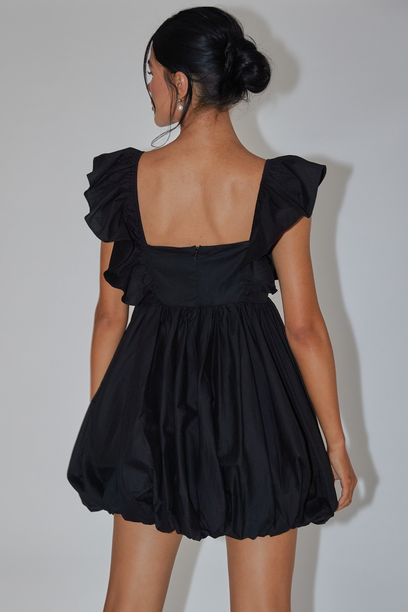 Horoscope Bubble Hem Mini Dress Black-Fable Dress