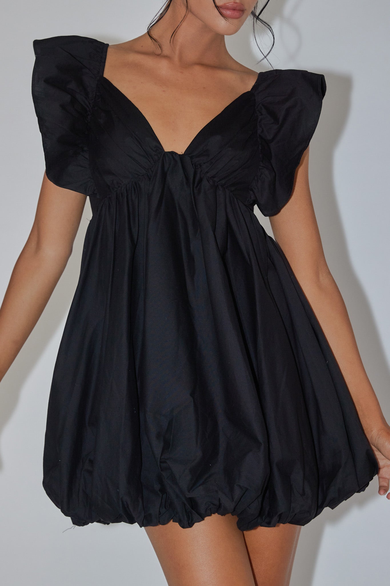 Horoscope Bubble Hem Mini Dress Black-Fable Dress