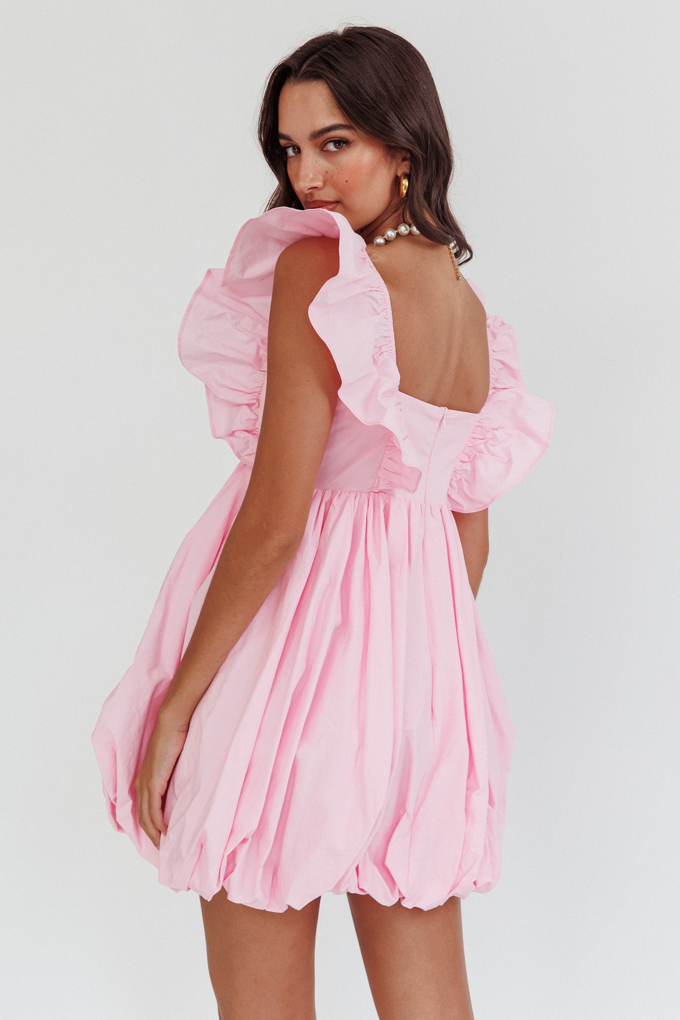 Horoscope Bubble Hem Mini Dress Blush-Fable Dress