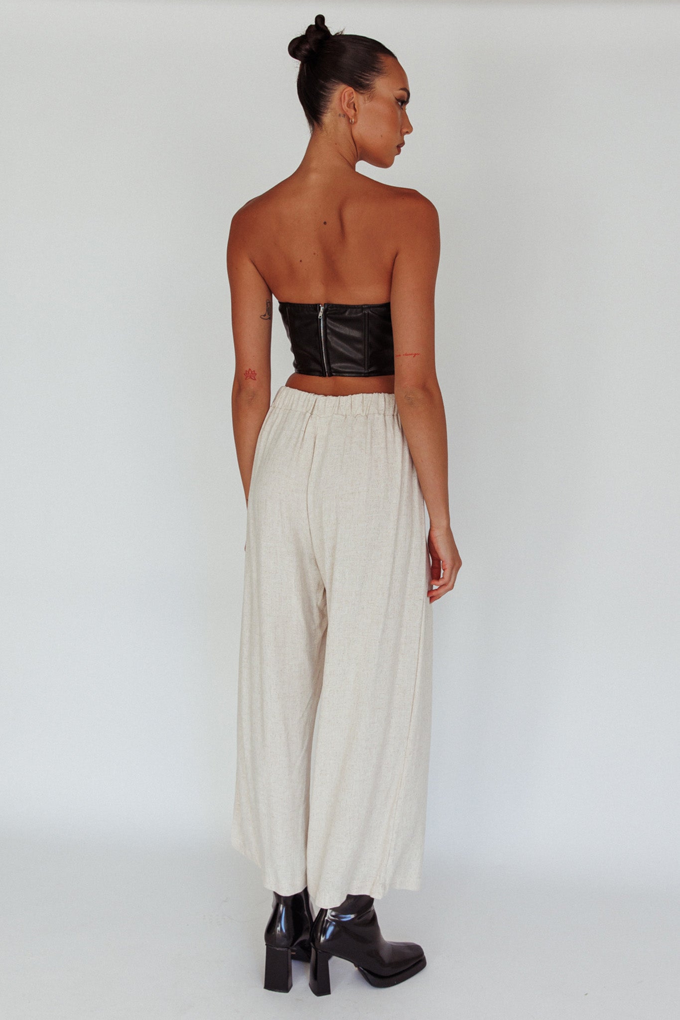 Backstage Pleated Wide Leg Pants Oat-Fable Dress