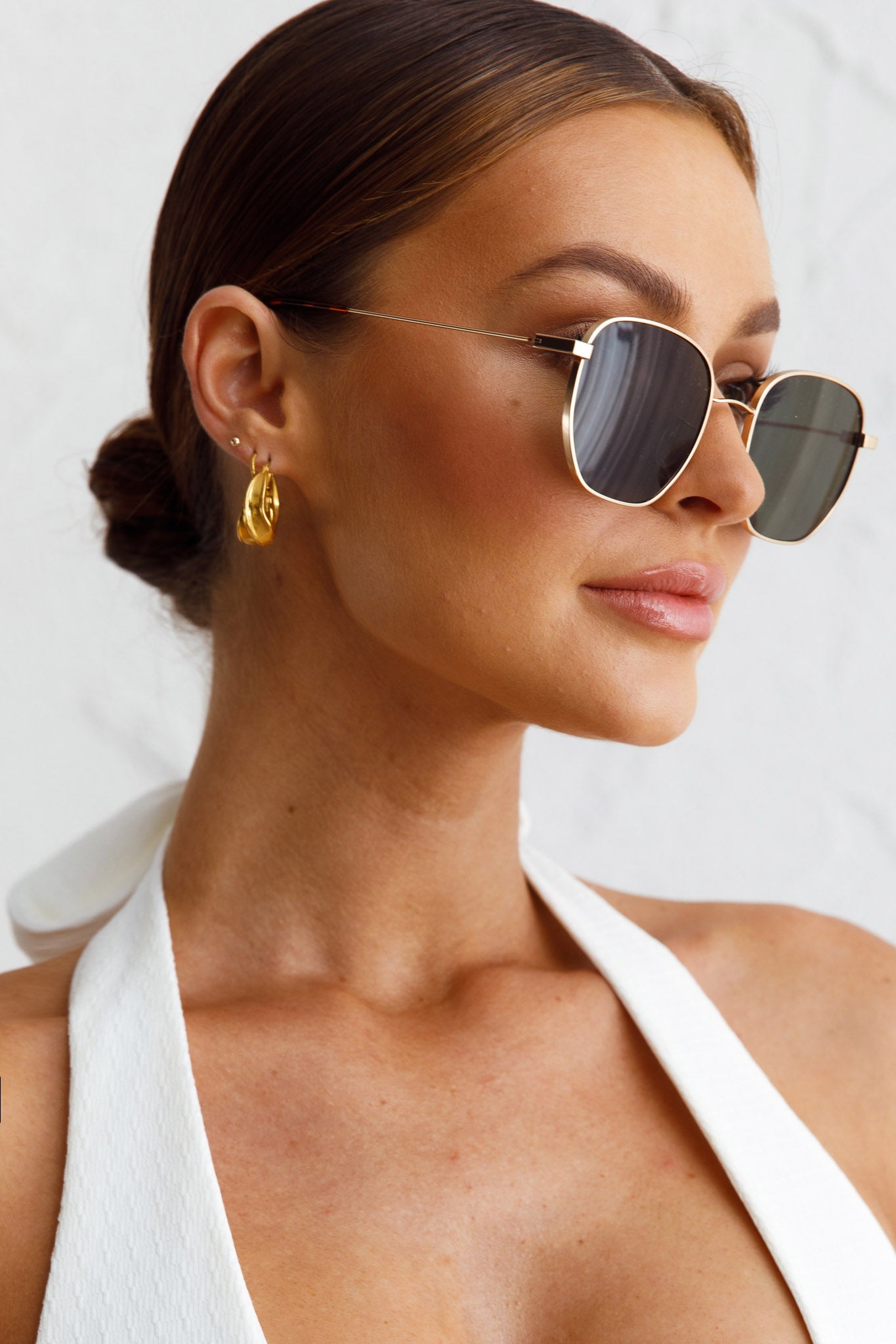 Farrah Gold Aviator Sunglasses Moss-Fable Dress