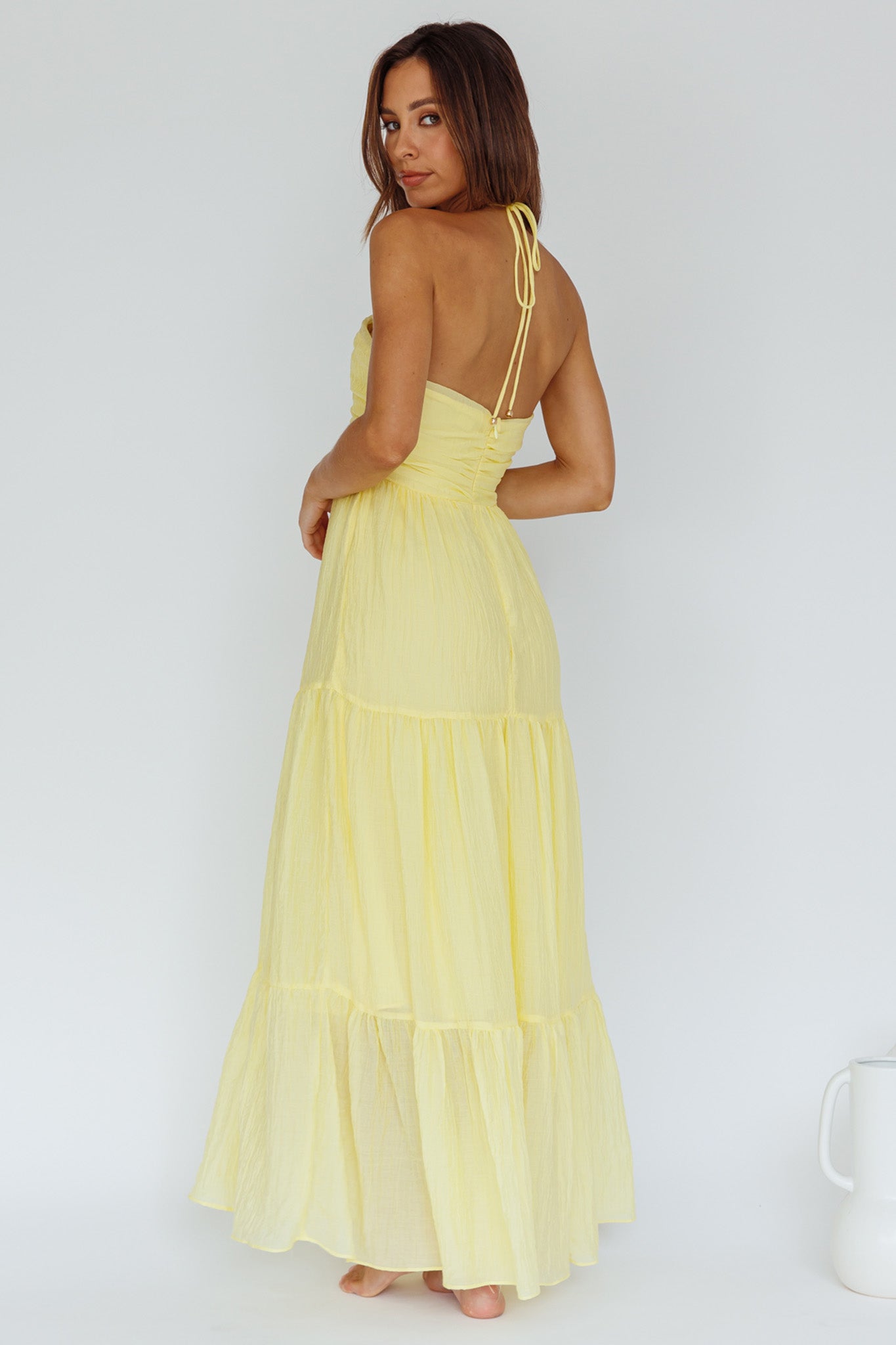 Asiah Halterneck Maxi Dress Lemon-Fable Dress