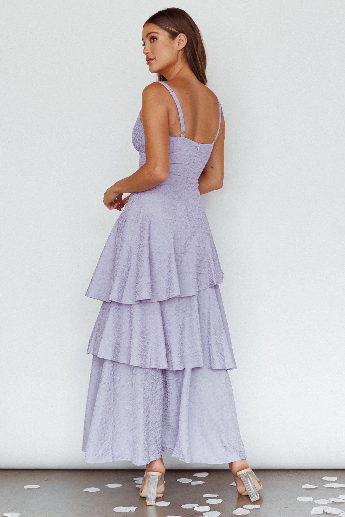 New Vibes Layered Hem Maxi Dress Lilac-Fable Dress