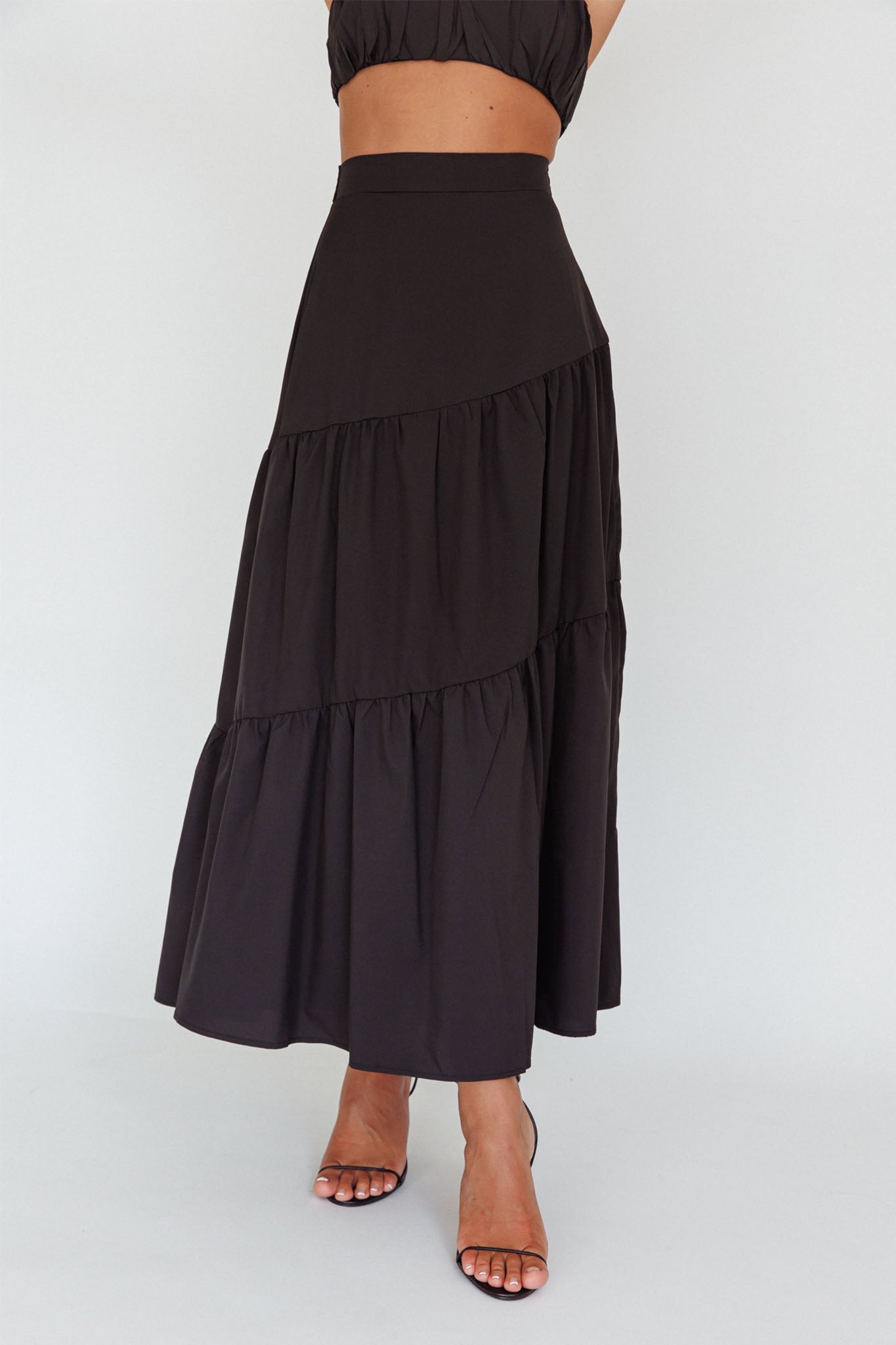 Bondi Waist Tie Maxi Skirt Black-Fable Dress