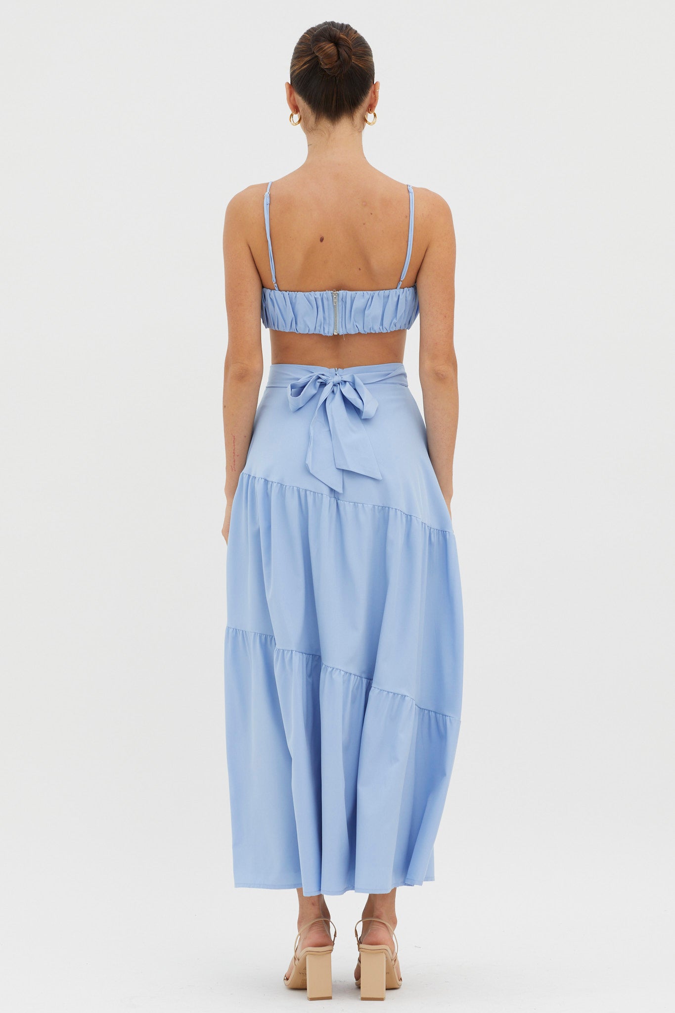 Bondi Waist Tie Maxi Skirt Blue-Fable Dress