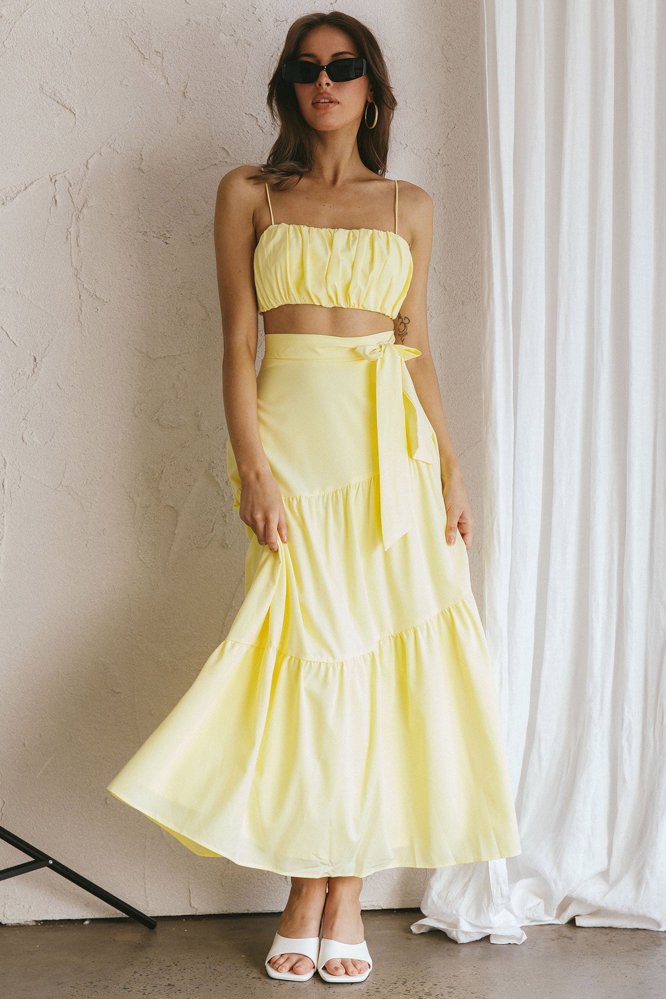 Bondi Waist Tie Maxi Skirt Lemon-Fable Dress