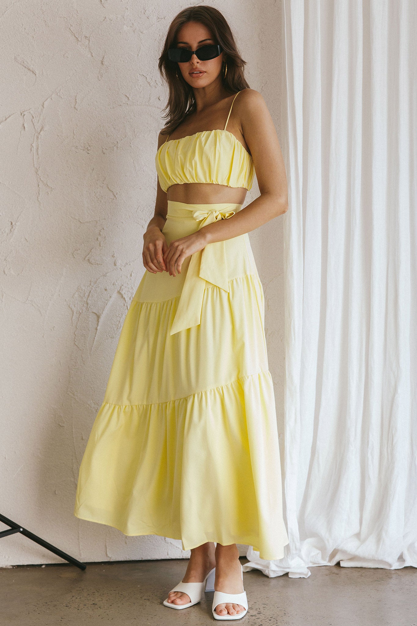 Bondi Waist Tie Maxi Skirt Lemon-Fable Dress