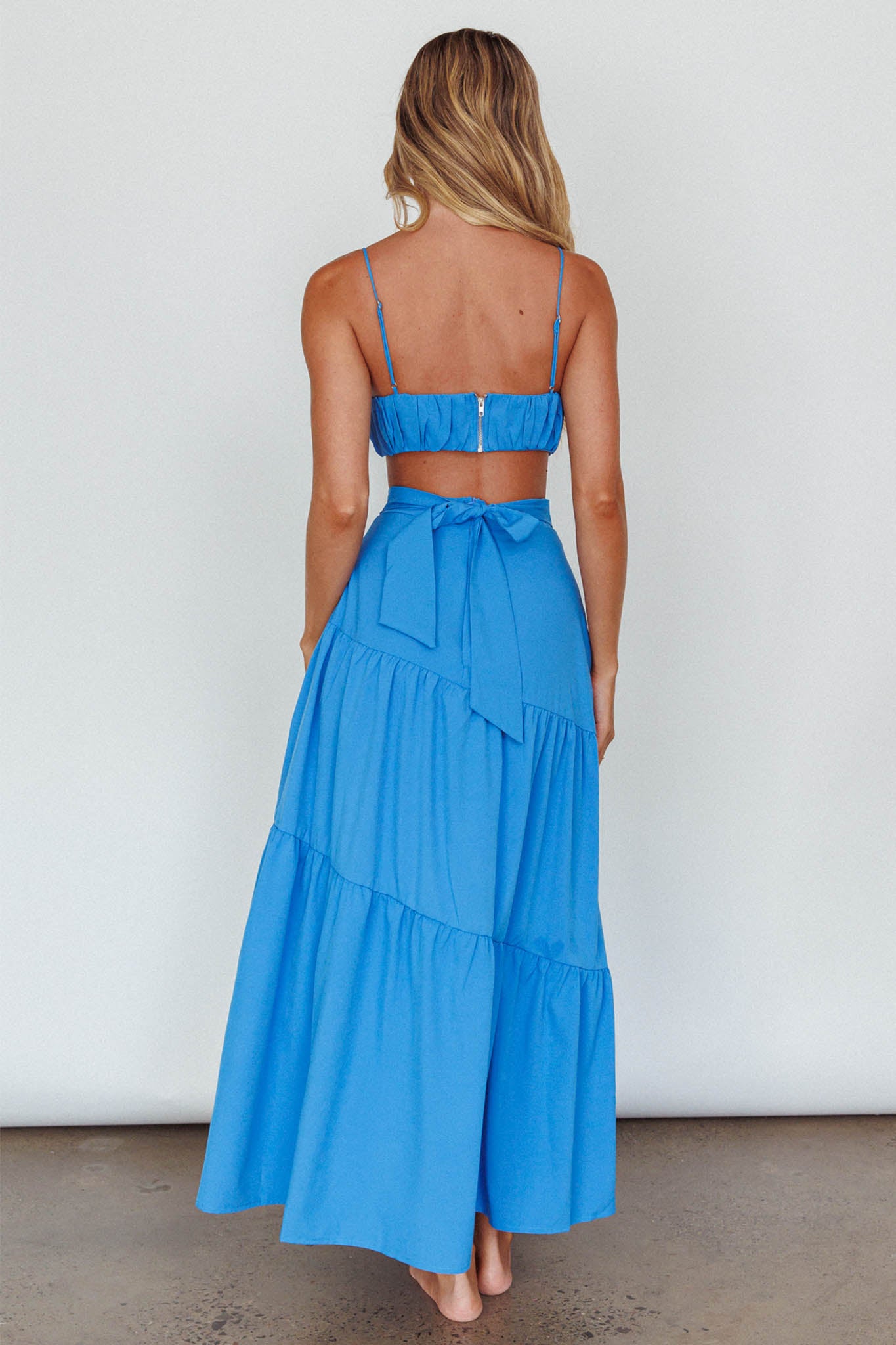 Bondi Waist Tie Maxi Skirt Sapphire-Fable Dress