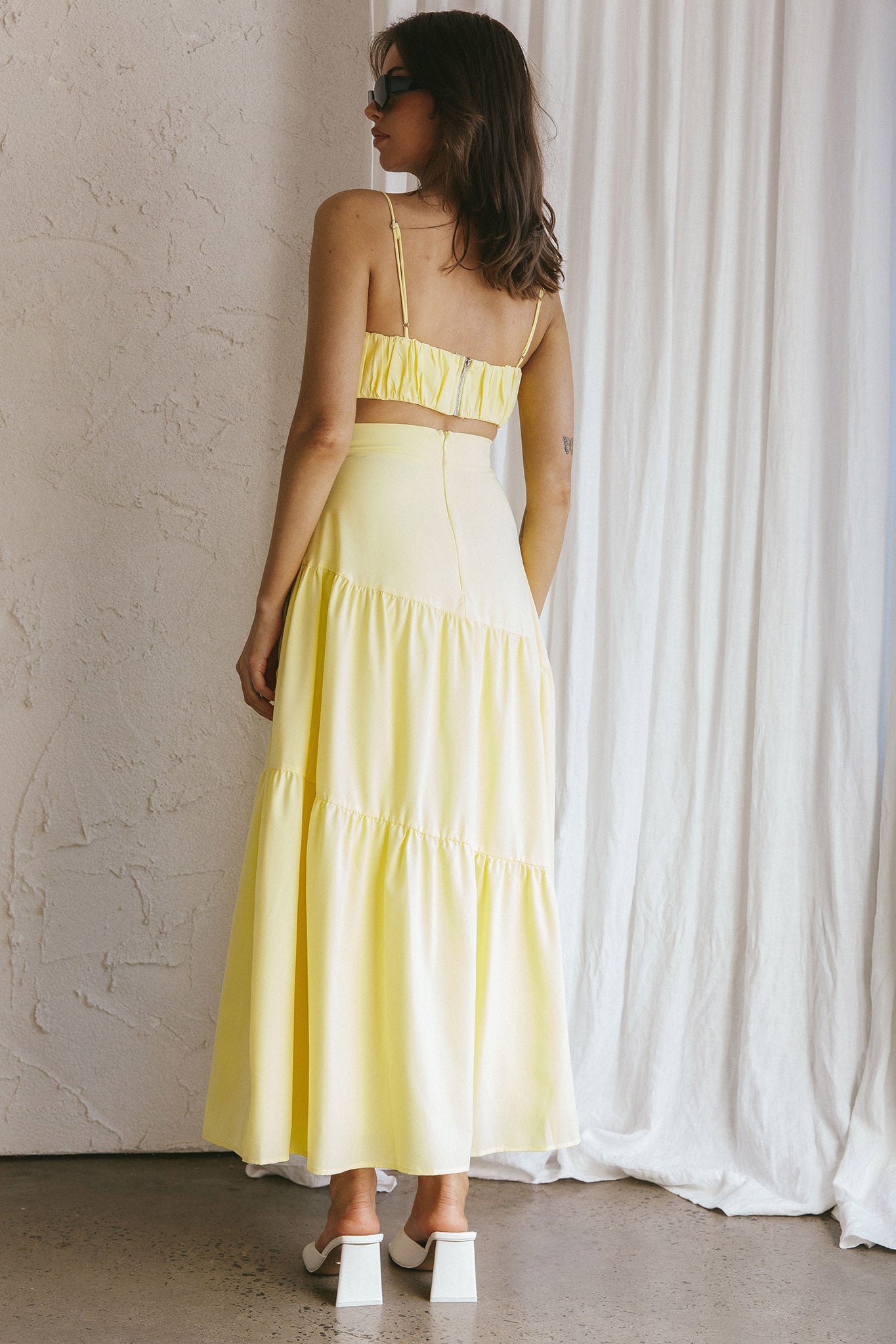 Bondi Waist Tie Maxi Skirt Lemon-Fable Dress