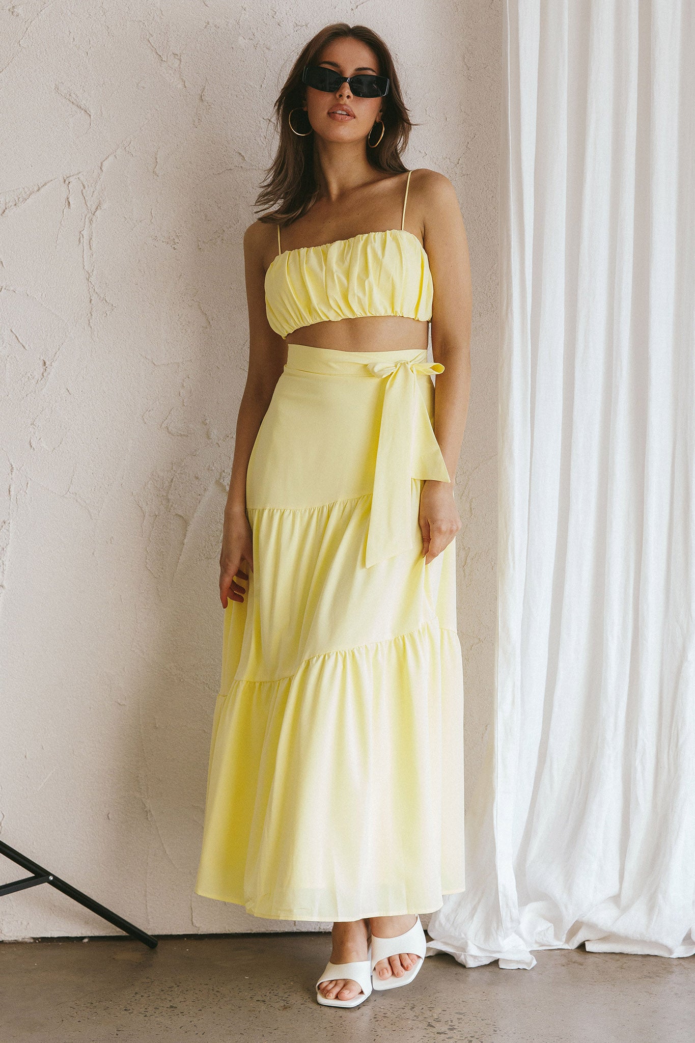Bondi Waist Tie Maxi Skirt Lemon-Fable Dress