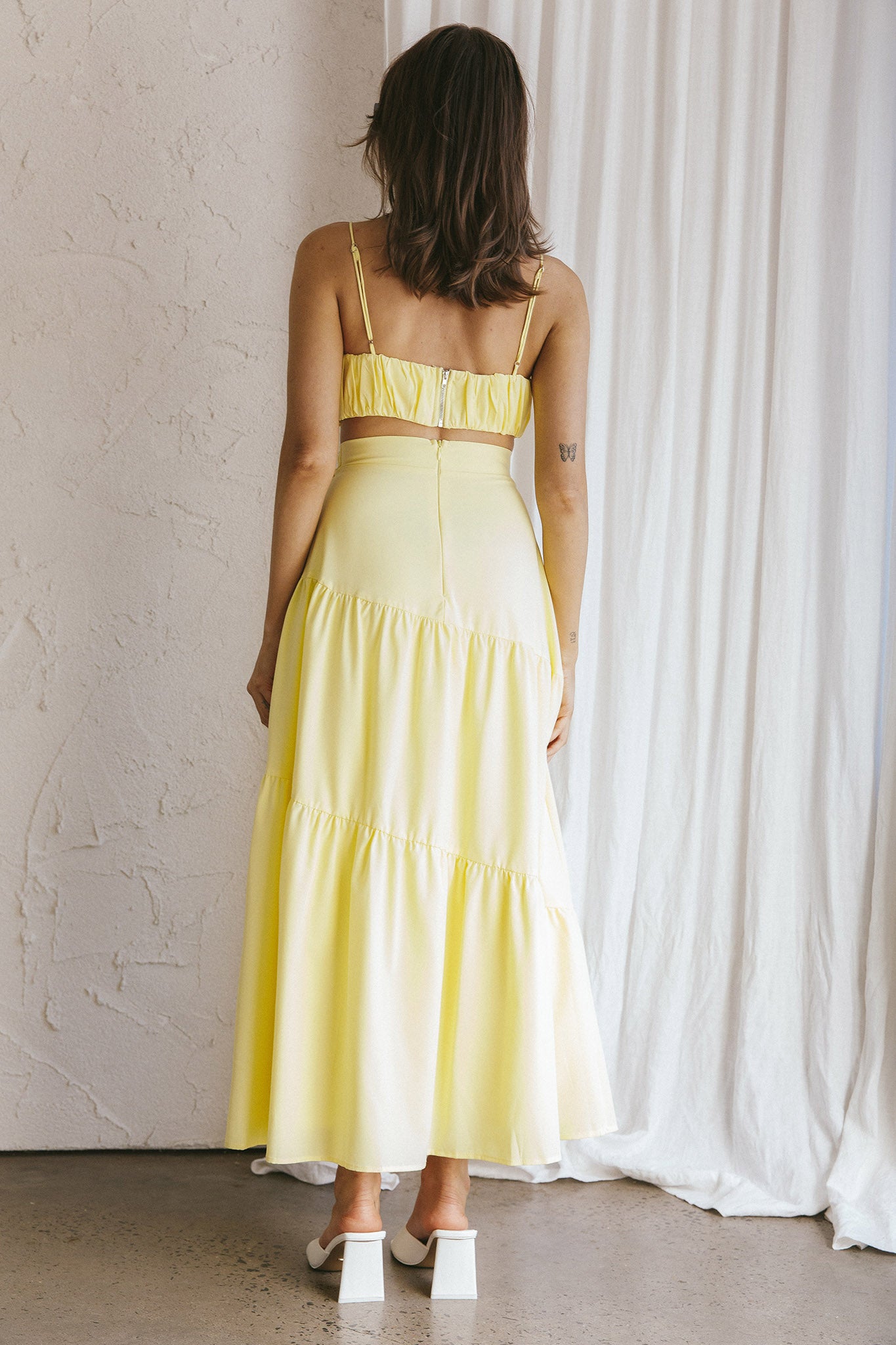 Bondi Waist Tie Maxi Skirt Lemon-Fable Dress