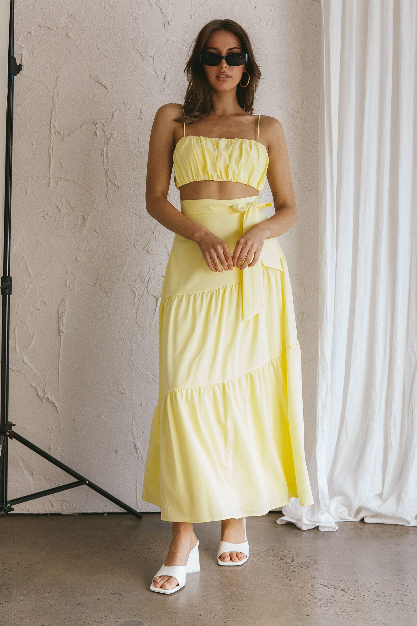 Bondi Waist Tie Maxi Skirt Lemon-Fable Dress