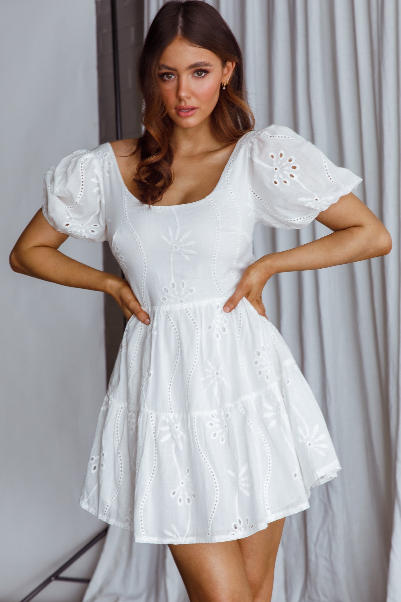 Marirose Tied Back A-Line Mini Dress White-Fable Dress