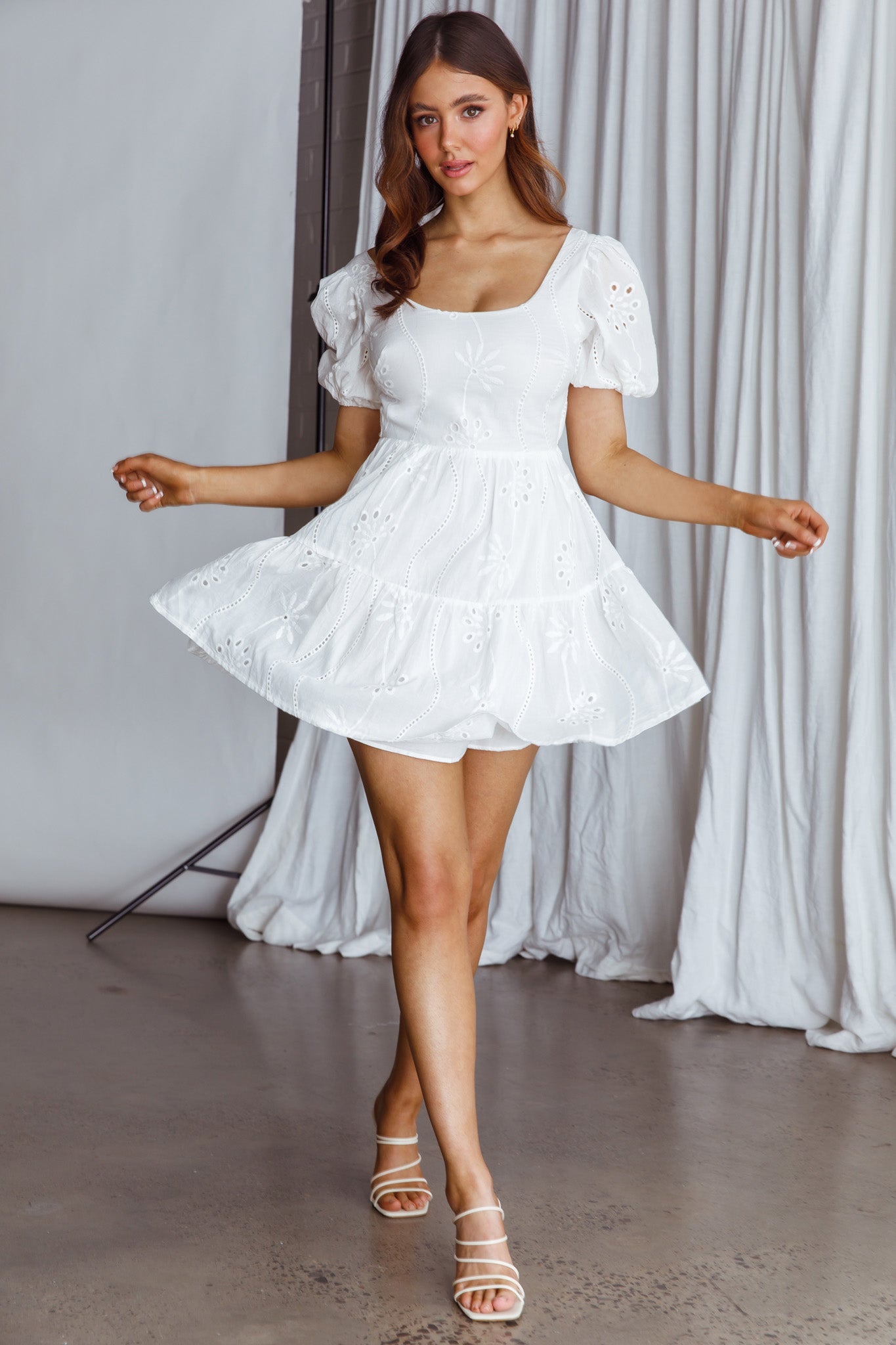 Marirose Tied Back A-Line Mini Dress White-Fable Dress
