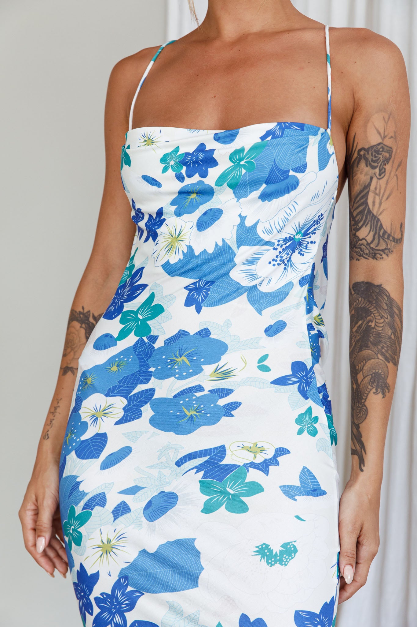 You're My Sunshine Tie-Up Back Midi Dress Blue-Fable Dress