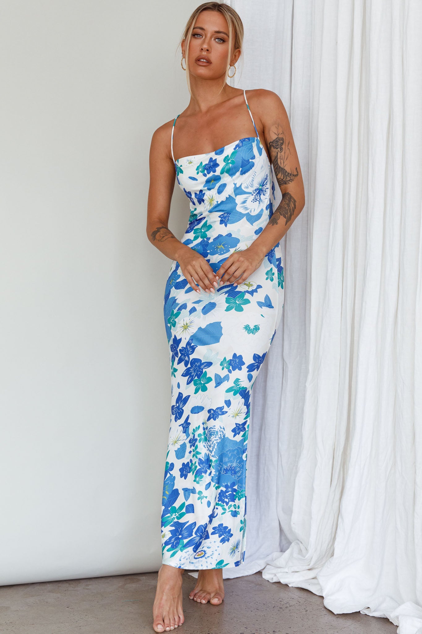 You're My Sunshine Tie-Up Back Midi Dress Blue-Fable Dress