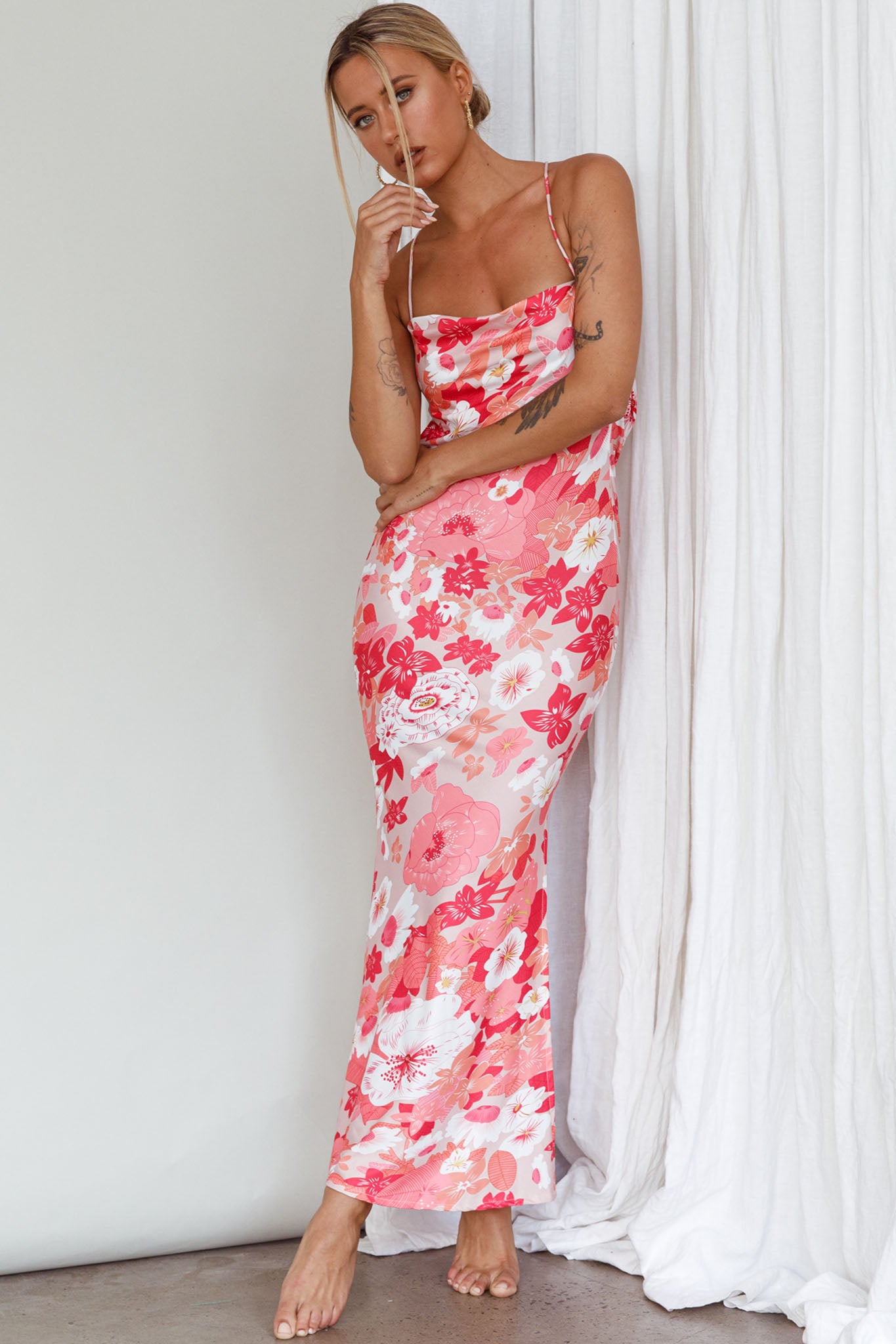 You're My Sunshine Tie-Up Back Midi Dress Pink-Fable Dress