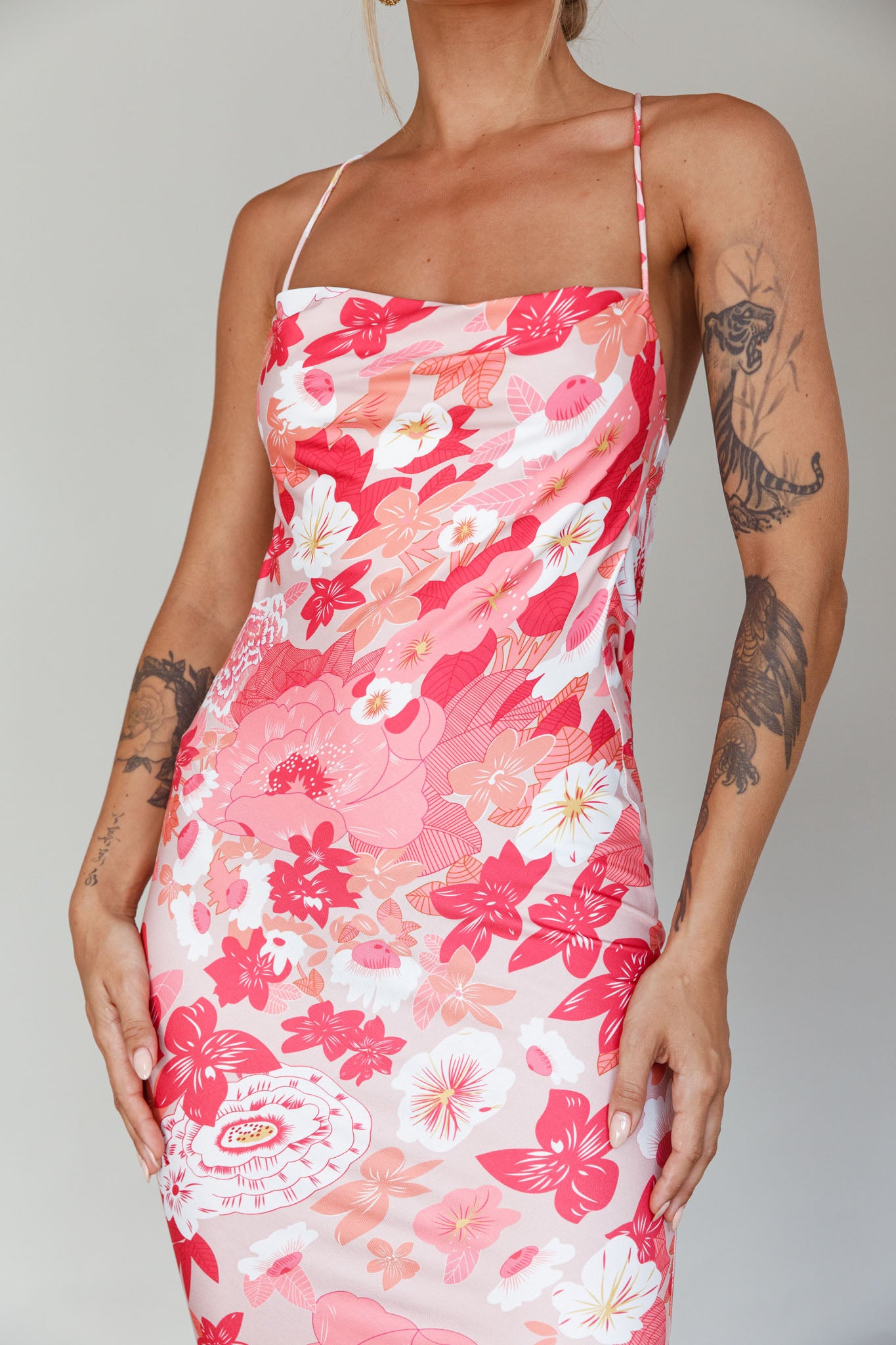 You're My Sunshine Tie-Up Back Midi Dress Pink-Fable Dress