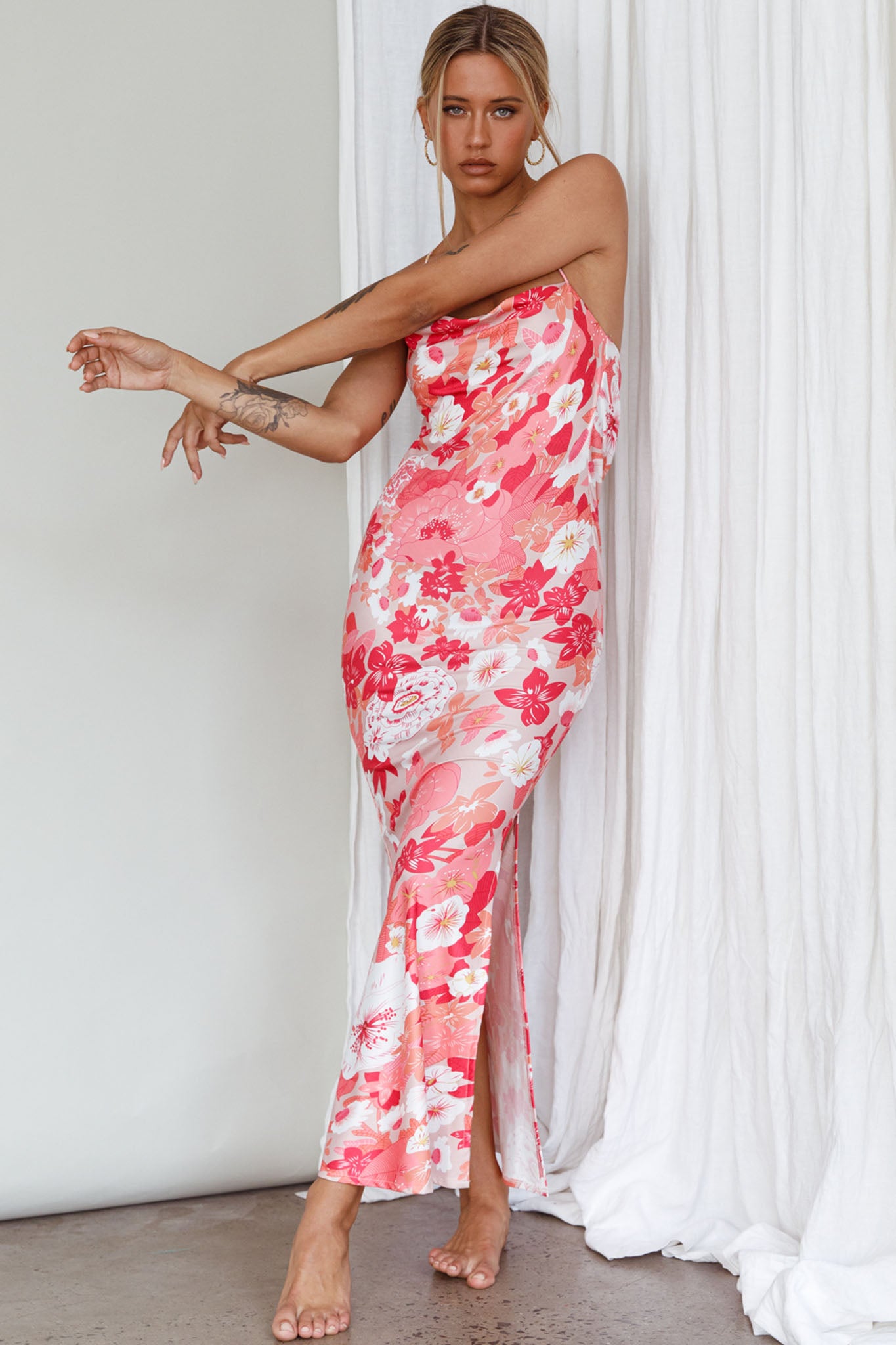 You're My Sunshine Tie-Up Back Midi Dress Pink-Fable Dress