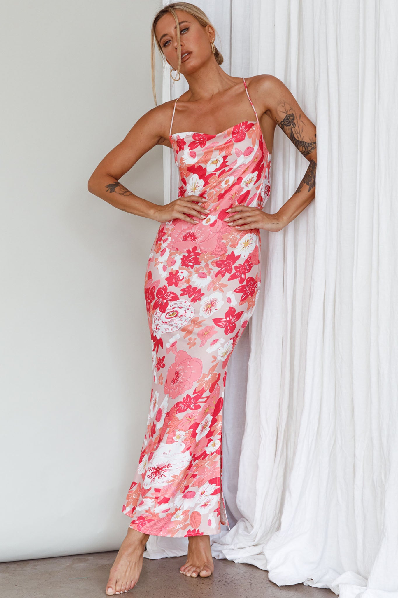 You're My Sunshine Tie-Up Back Midi Dress Pink-Fable Dress