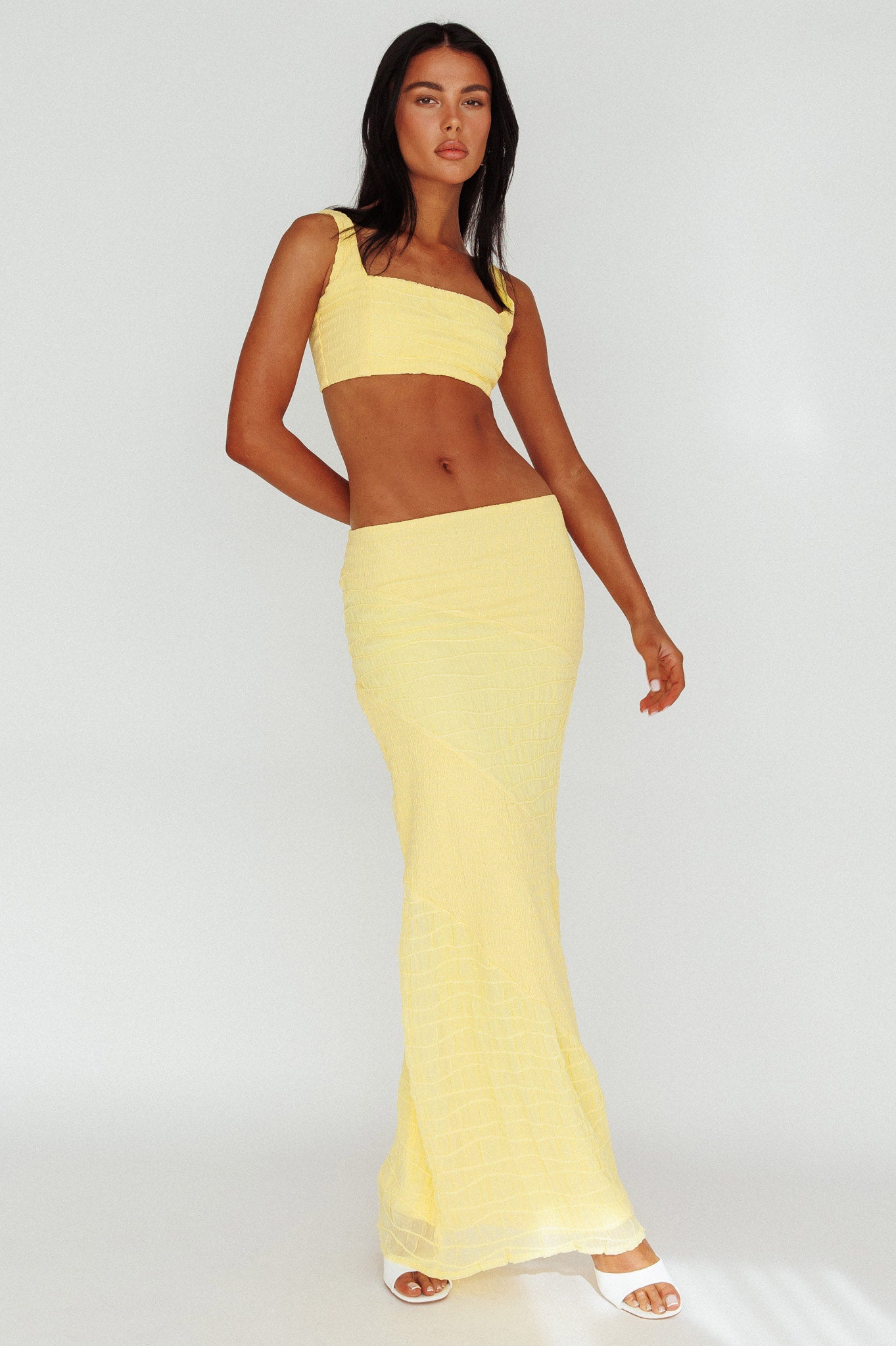 Bindi Puckered Midi Skirt Lemon-Fable Dress
