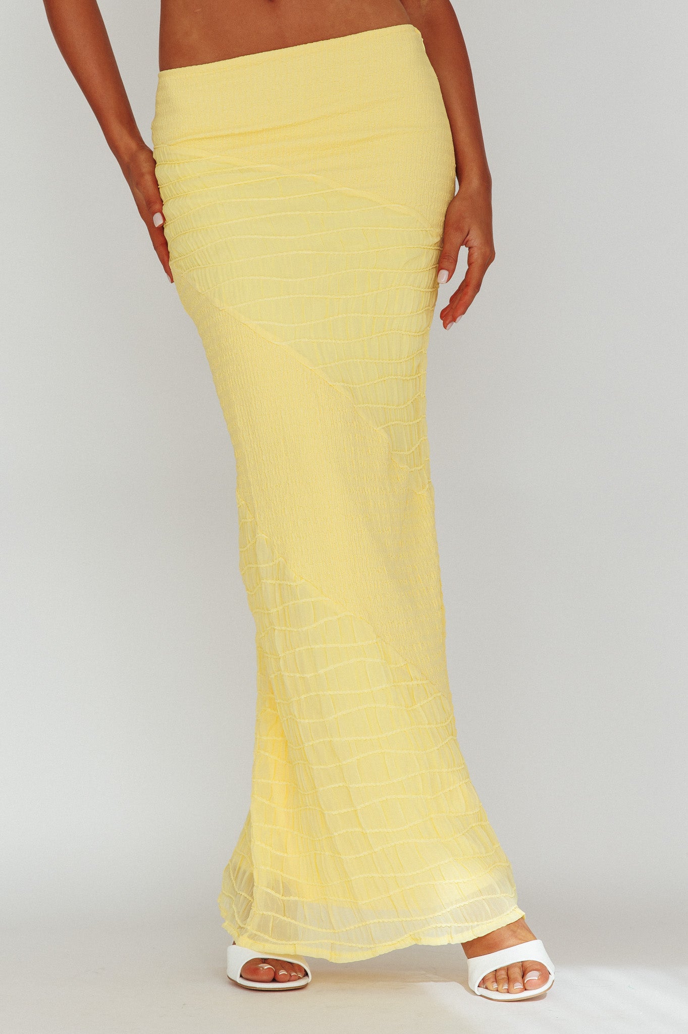Bindi Puckered Midi Skirt Lemon-Fable Dress