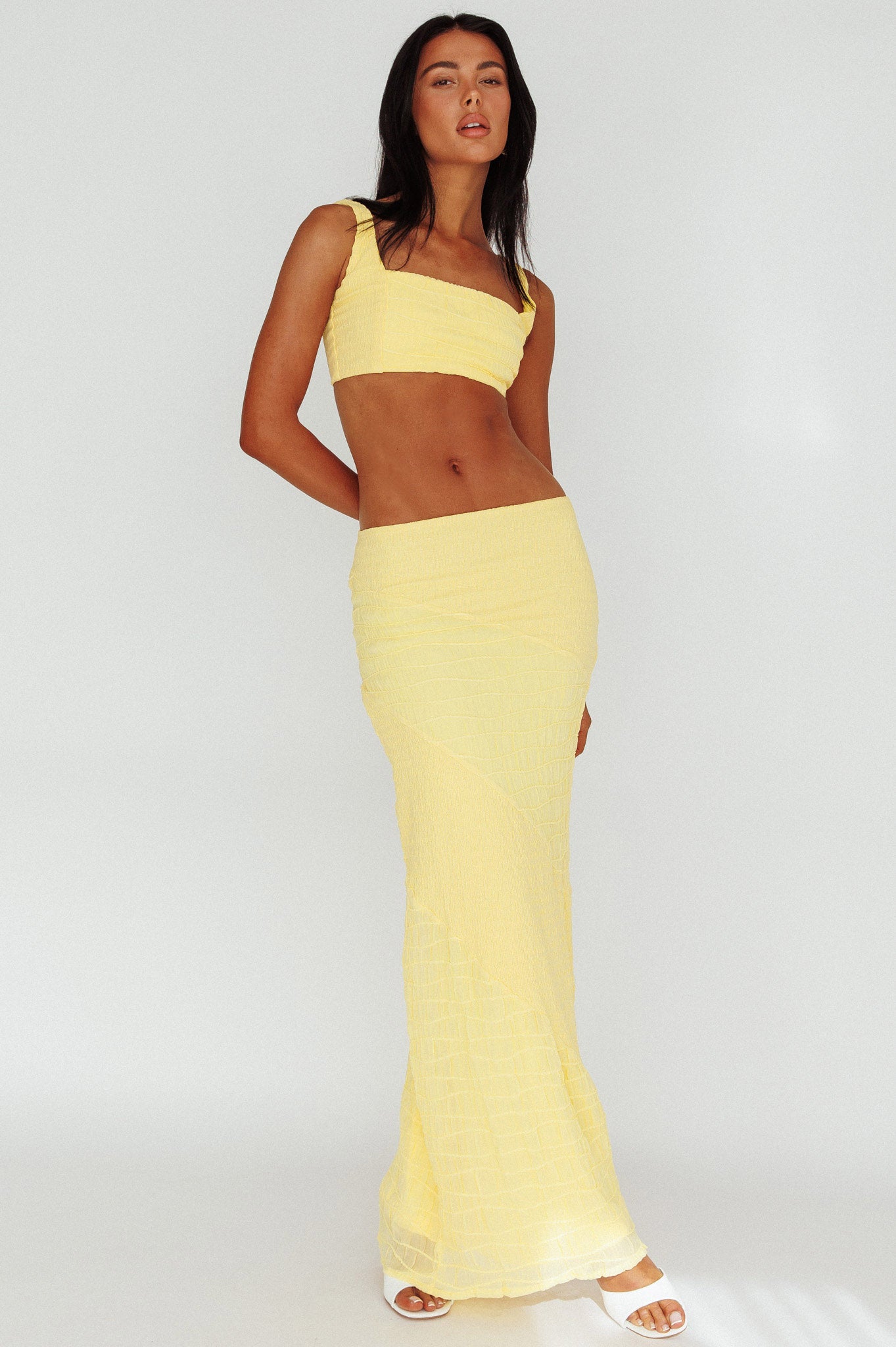 Bindi Puckered Midi Skirt Lemon-Fable Dress