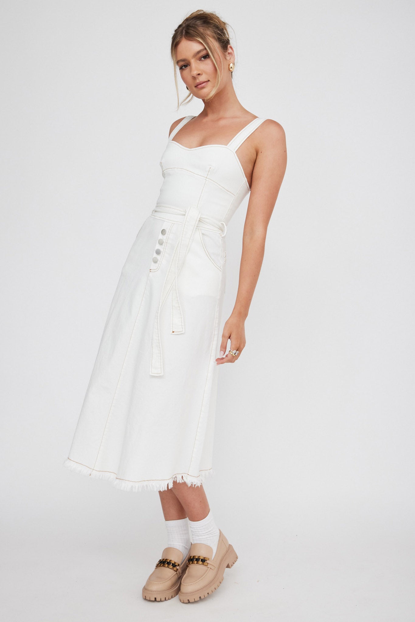 Zenyl Raw Hem Midi Dress Butter-Fable Dress