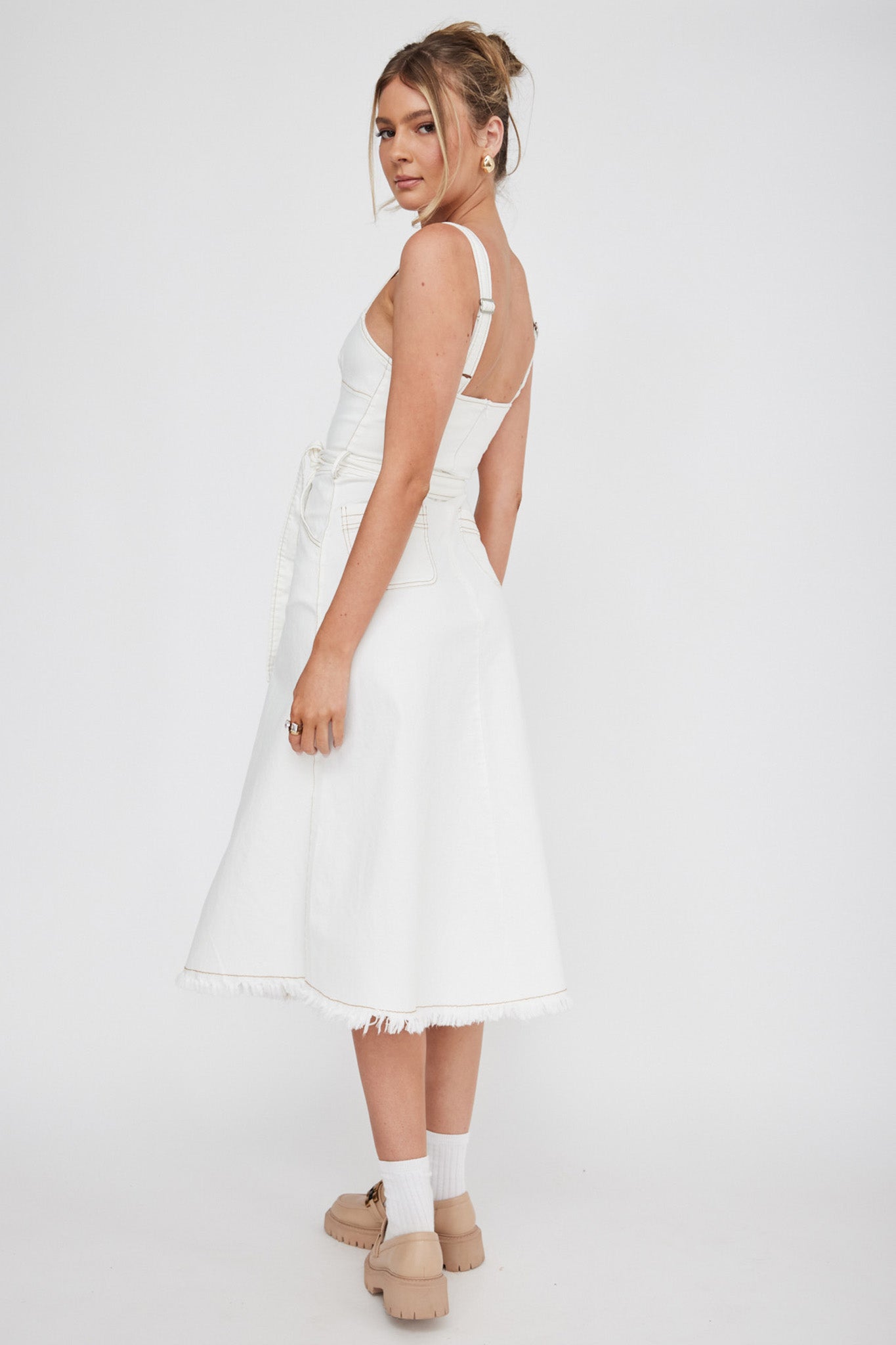 Zenyl Raw Hem Midi Dress Butter-Fable Dress