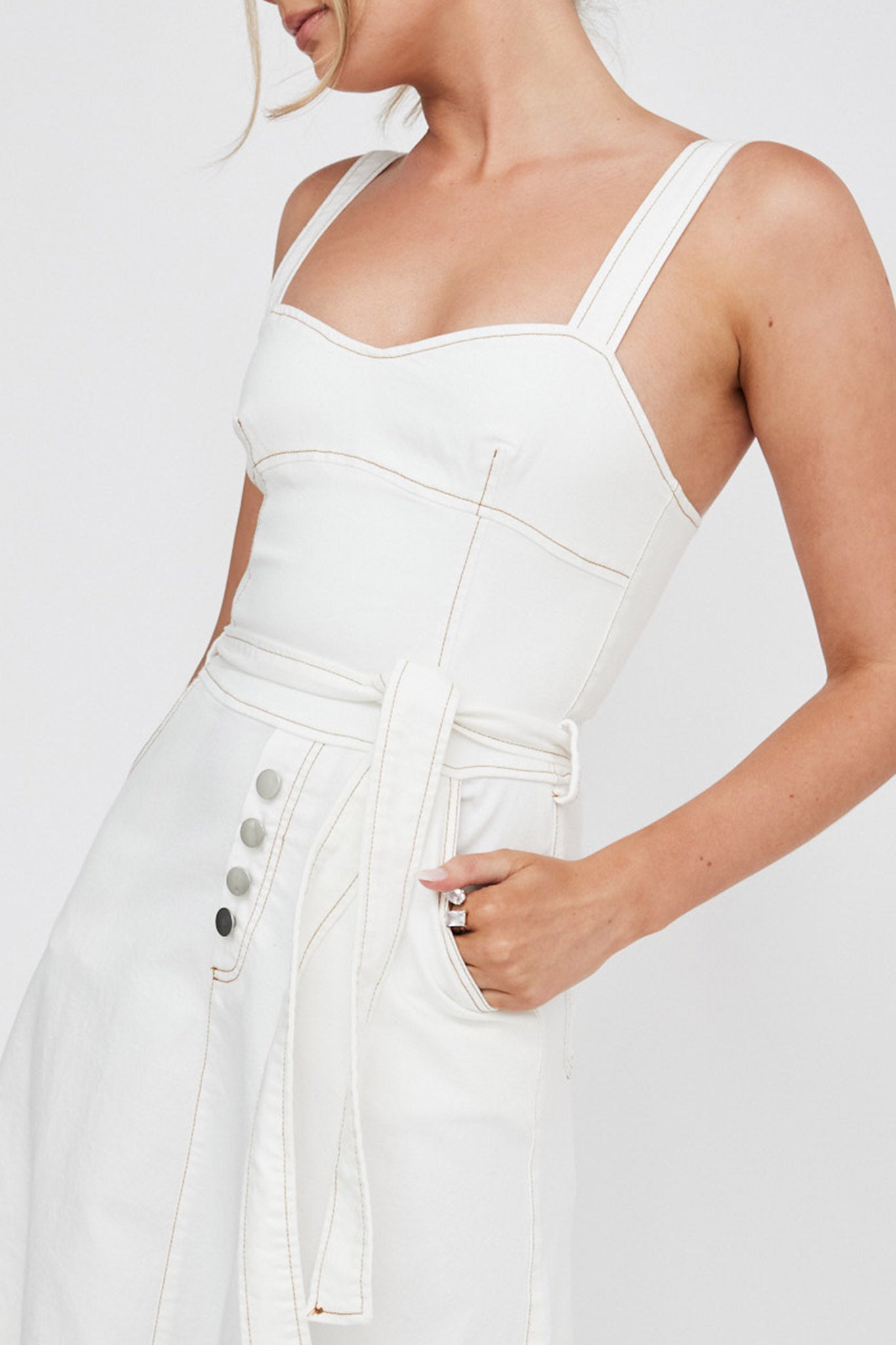 Zenyl Raw Hem Midi Dress Butter-Fable Dress