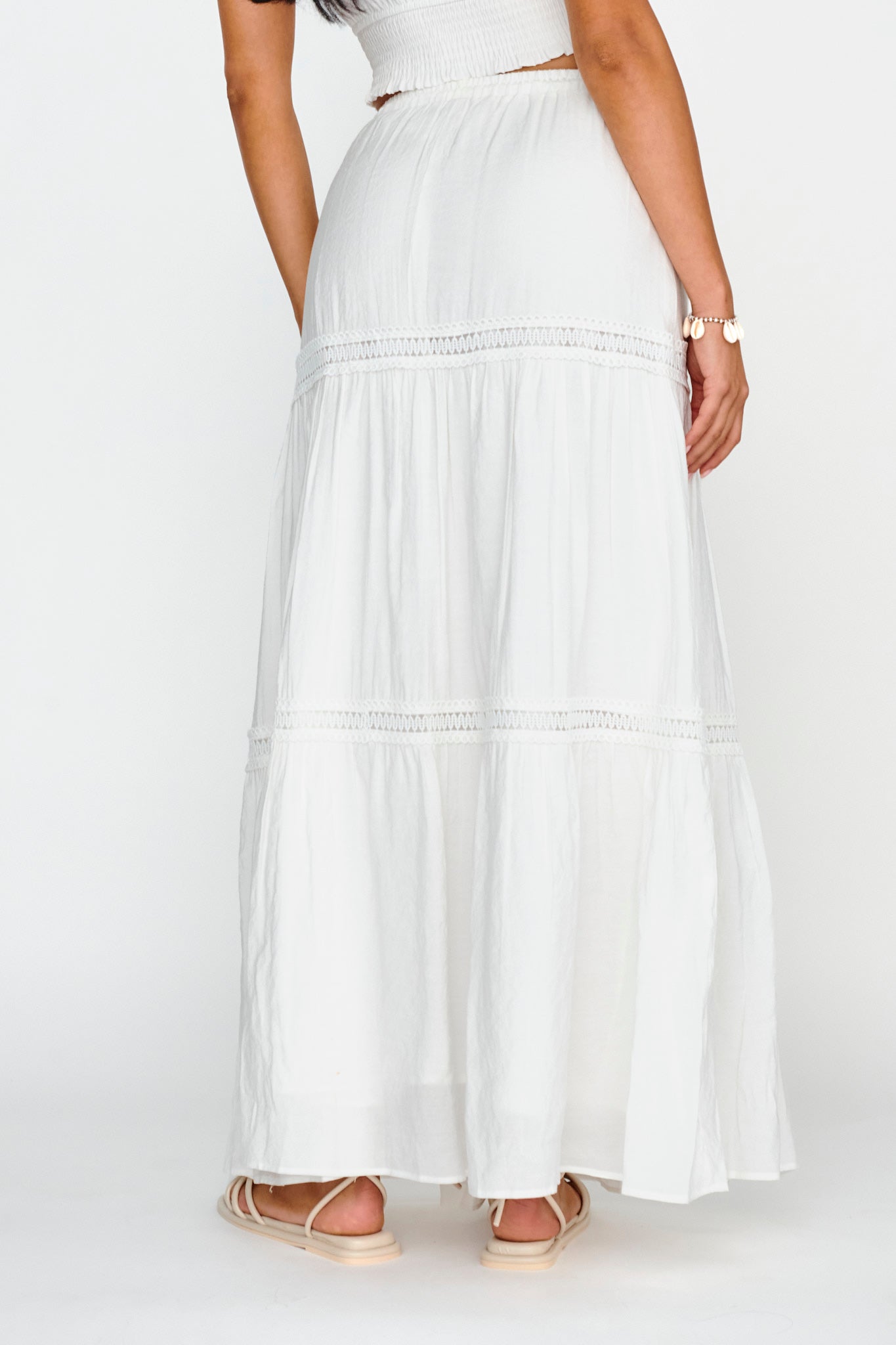 Canyon Cove Crochet Trim Maxi Skirt White-Fable Dress