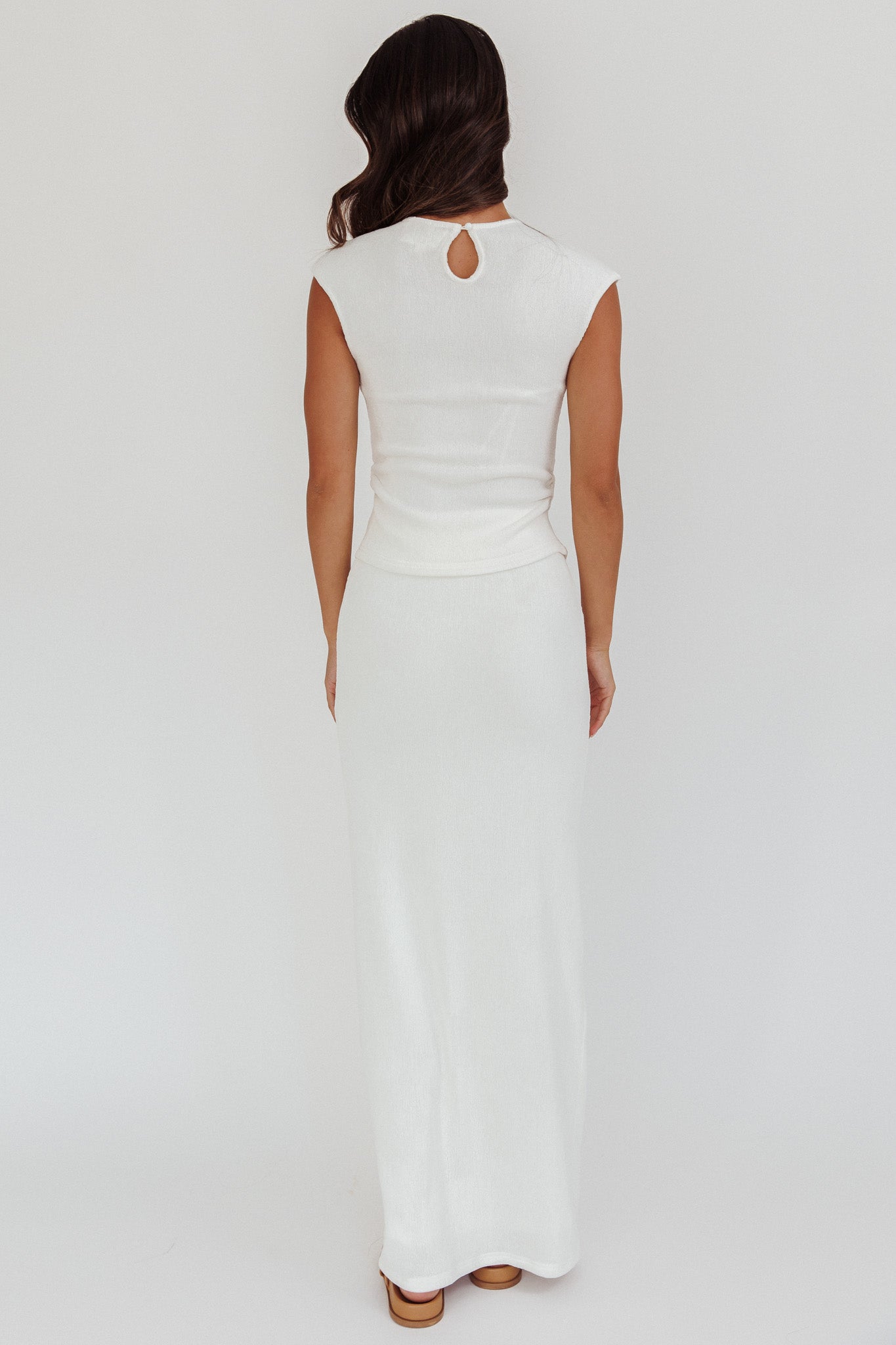 Calculated Ribbed Knit Maxi Skirt White-Fable Dress