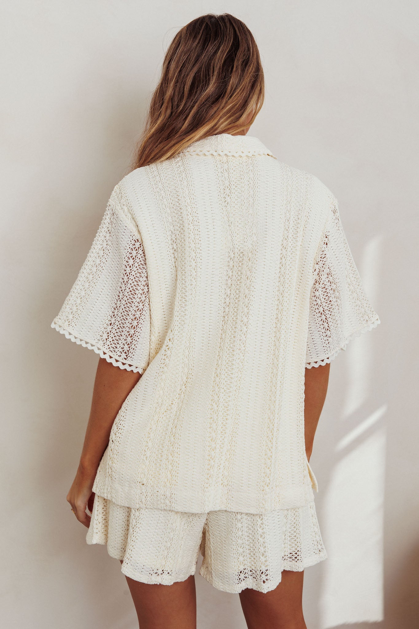 Ottawa Crochet Lace Button Shirt Oat-Fable Dress