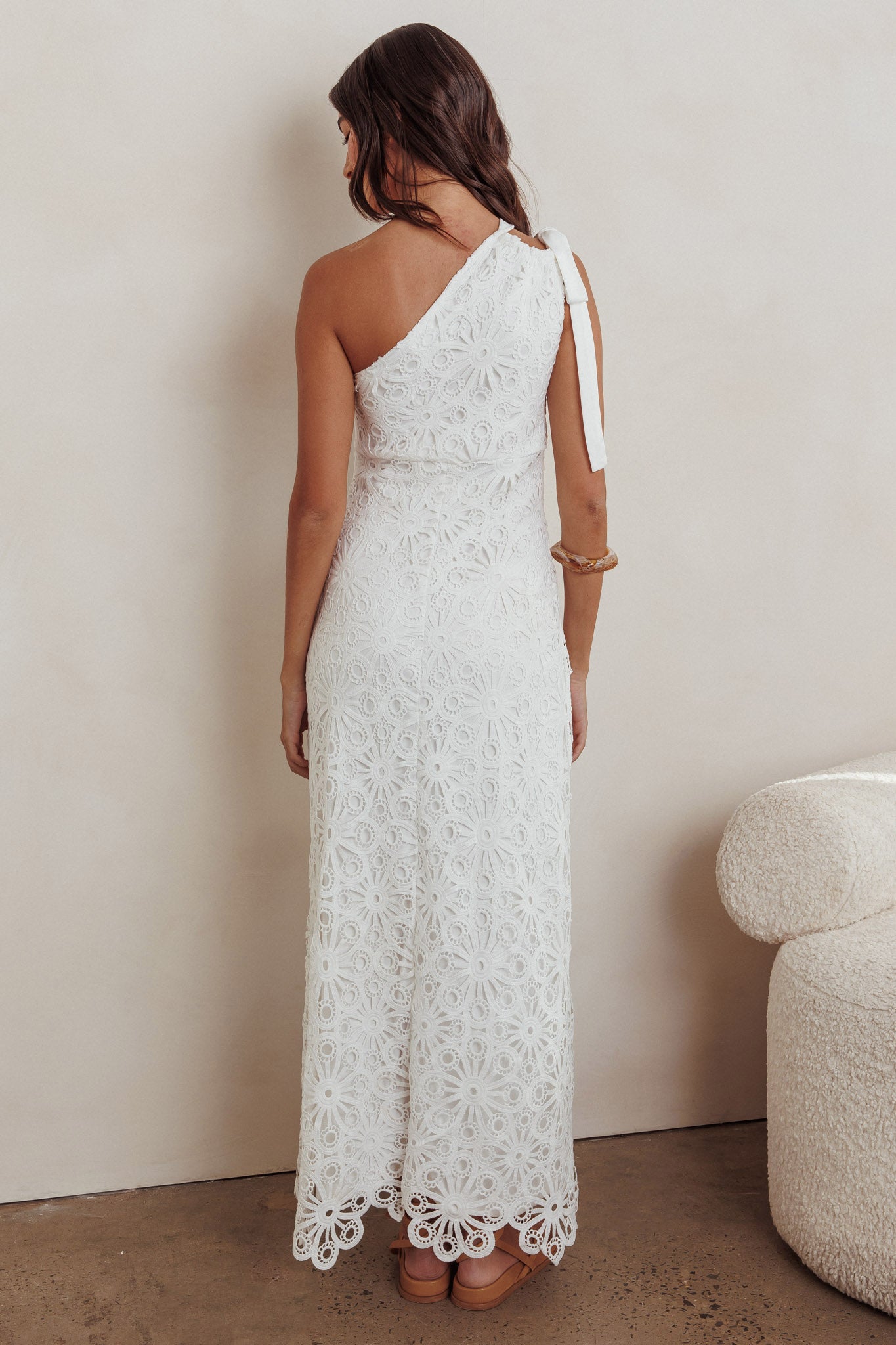 Artice One Shoulder Maxi Dress Off White-Fable Dress