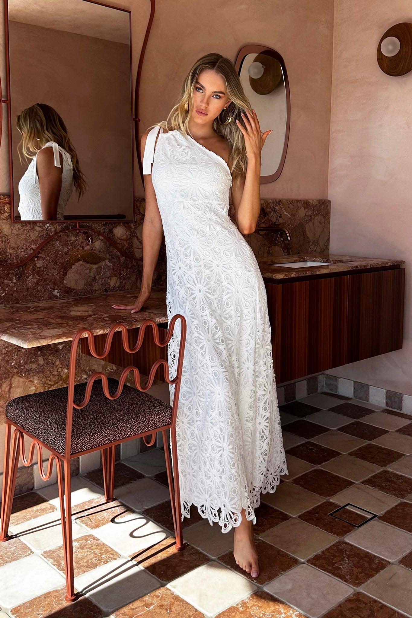 Artice One Shoulder Maxi Dress Off White-Fable Dress