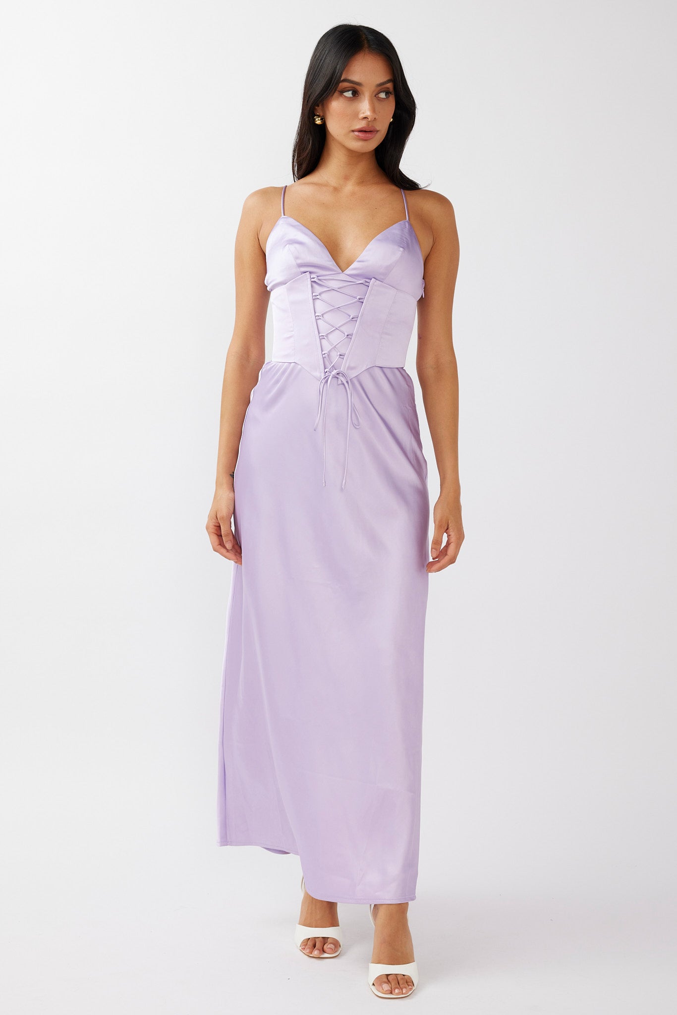 Downtown Cami Strap Corset Waist Dress Lilac-Fable Dress