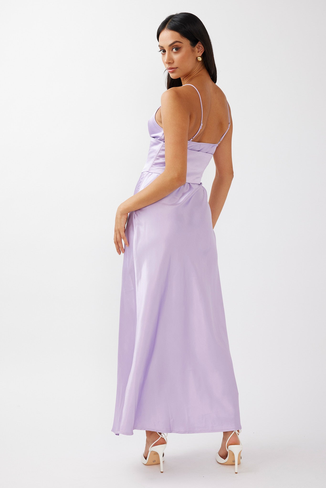 Downtown Cami Strap Corset Waist Dress Lilac-Fable Dress