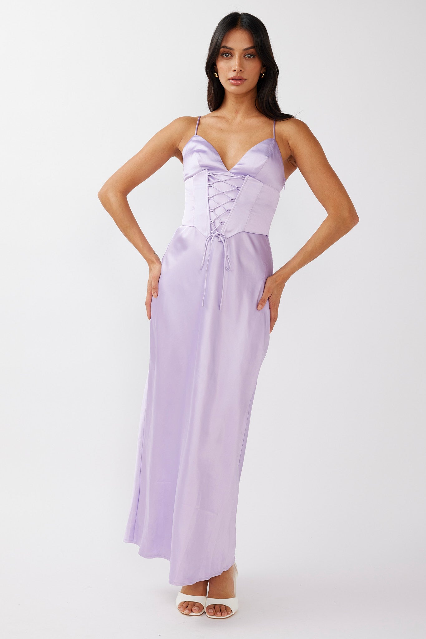 Downtown Cami Strap Corset Waist Dress Lilac-Fable Dress