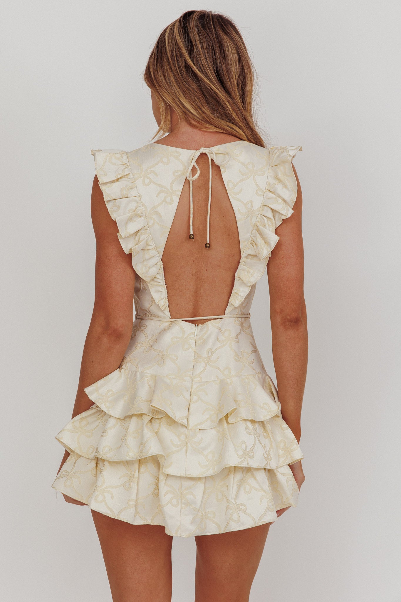 Weekend Muse Sleeveless Layered Frill Romper Butter-Fable Dress