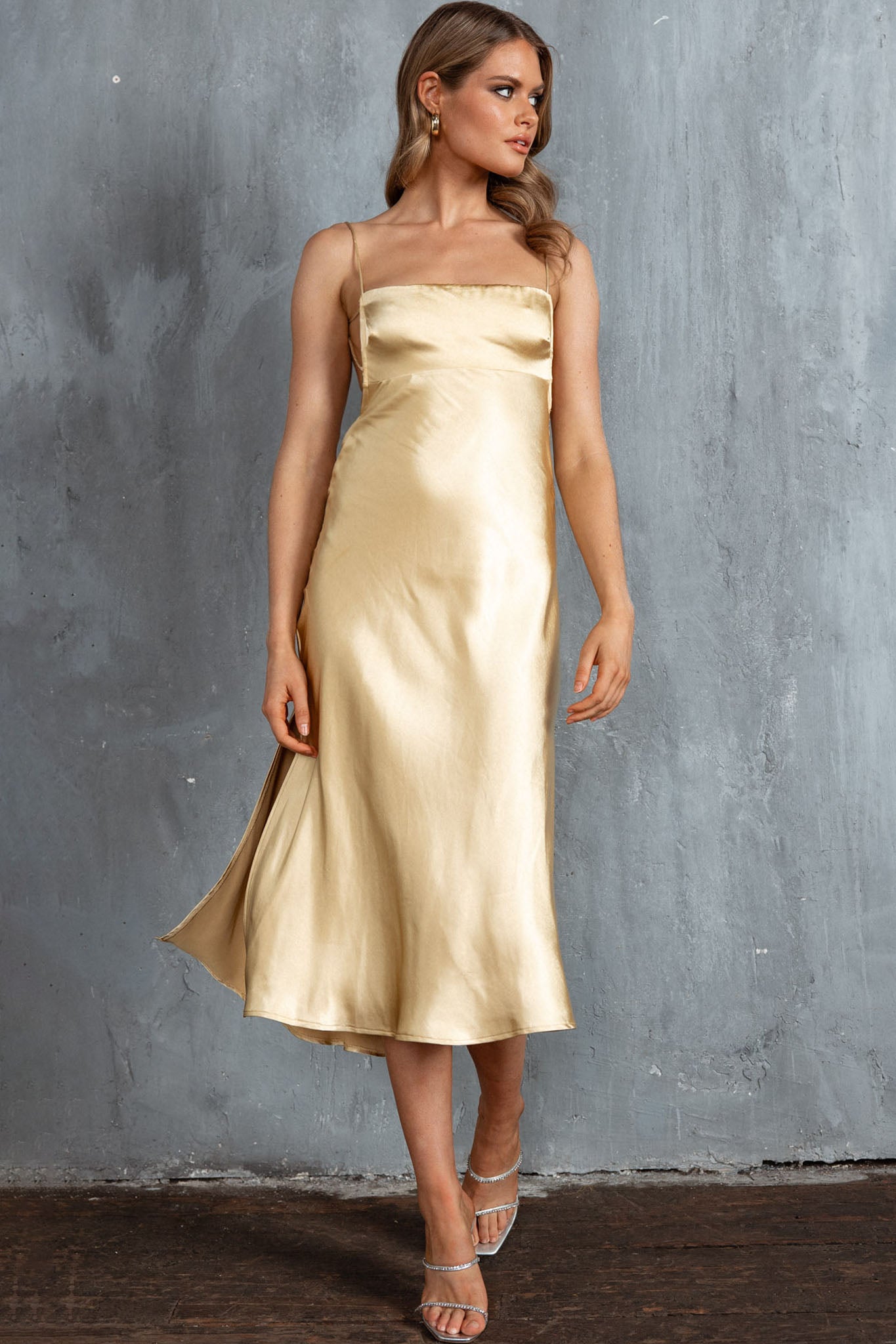 Dolce Life Low Back Midi Dress Lemon-Fable Dress